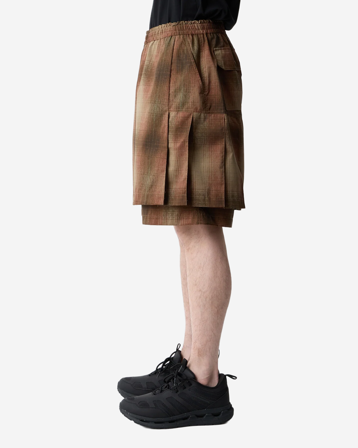 Ombre Check Skirt Pants - Brown