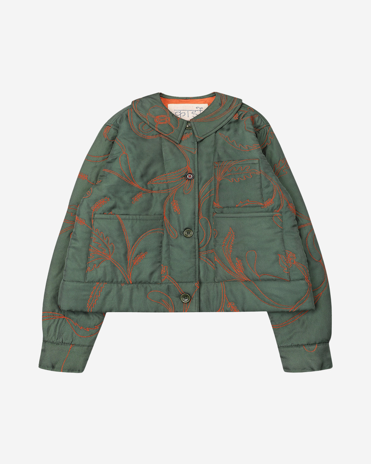 Evora - Vintage Inspired Workwear Cropped Quilted Jacket - Silk Green