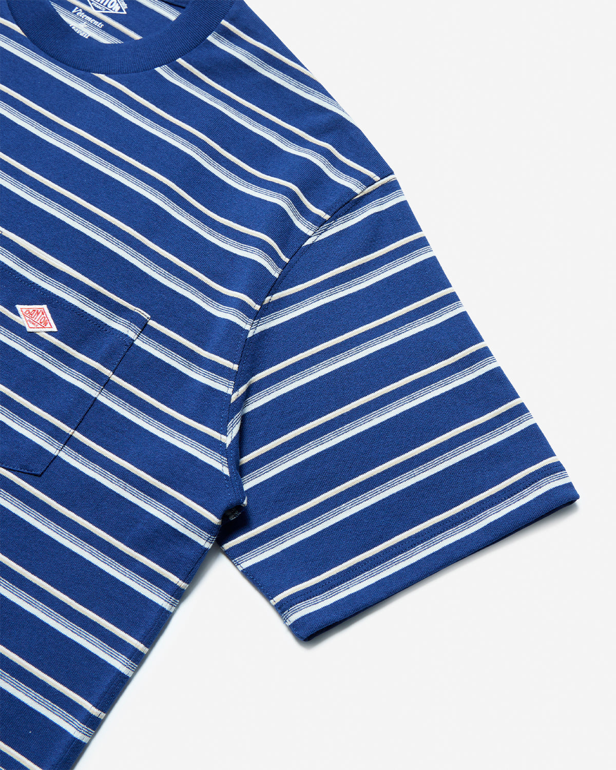 Mens Short Sleeve Pocket T-shirt Stripe - NavyxBeige Multi