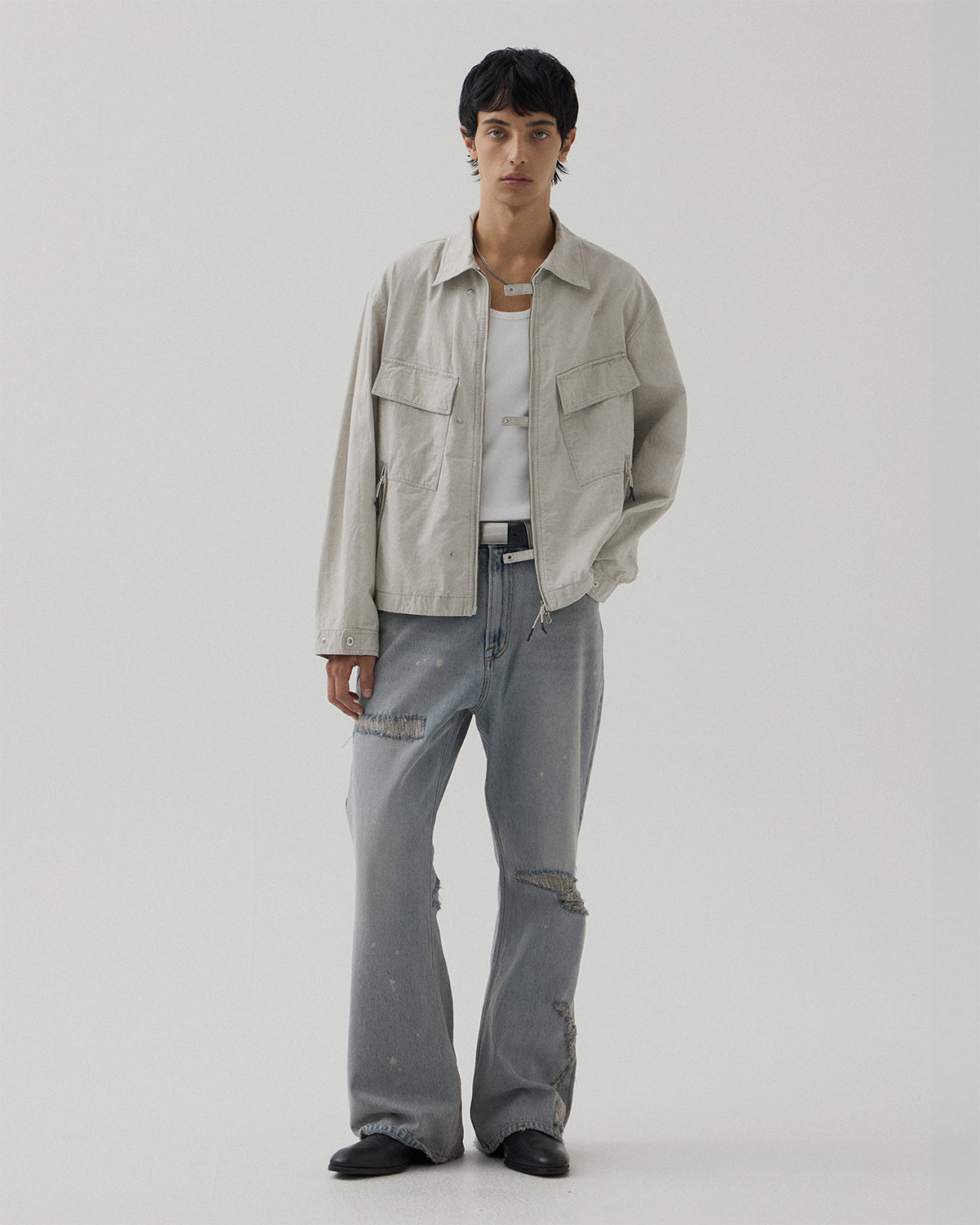 Zip Up 4P Jacket - Dusty L.Grey