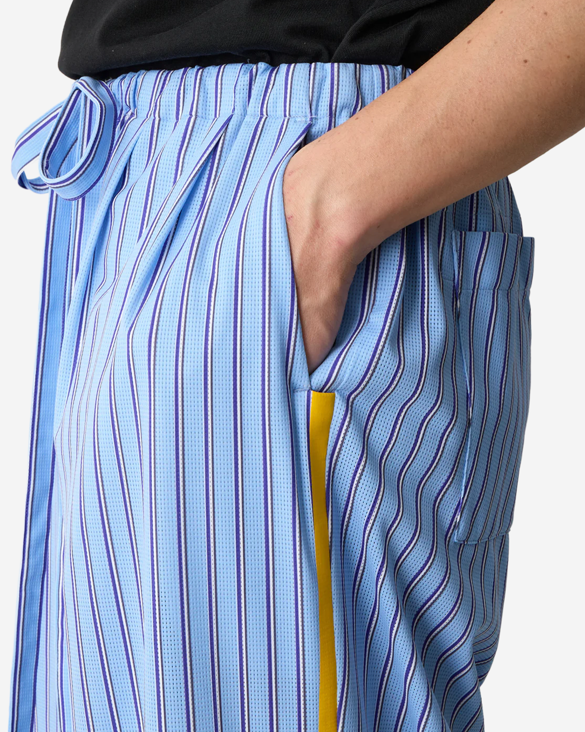 Stripe 2 Tuck Wide Pants - Sax Blue