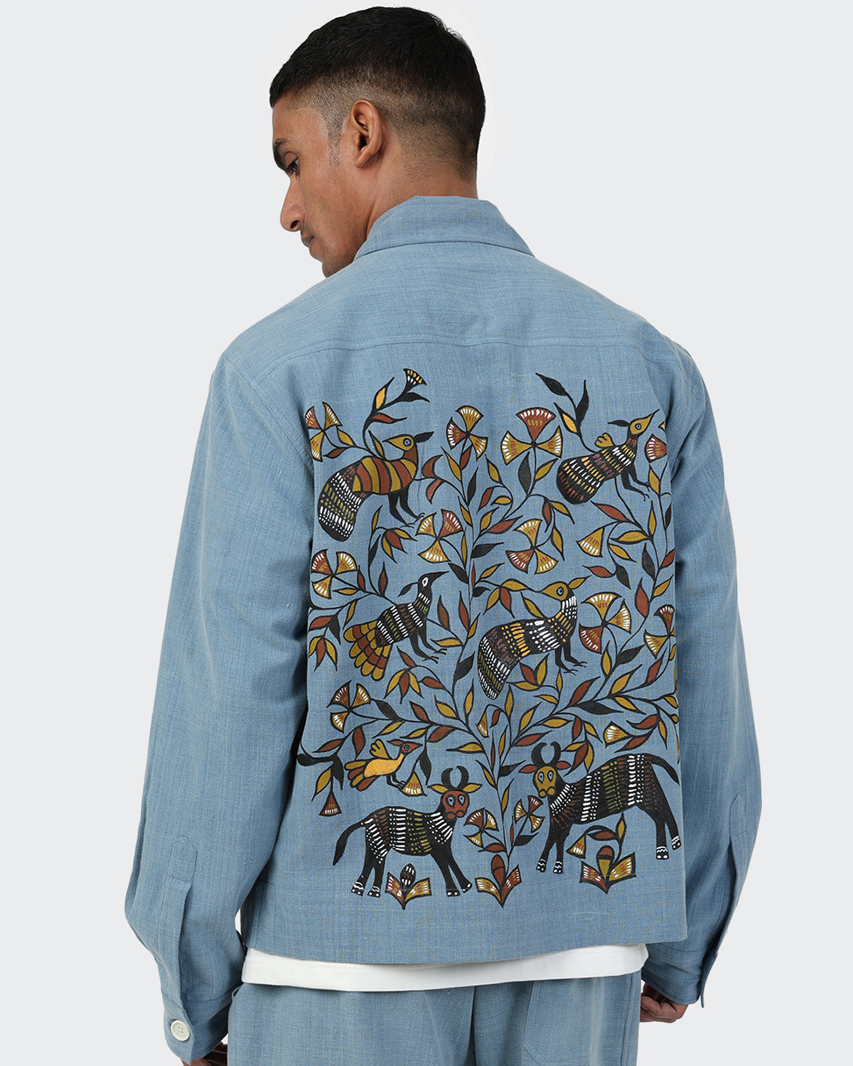 Bodhi - Boxy Fit 4 Button Lined Jacket - Light Indigo