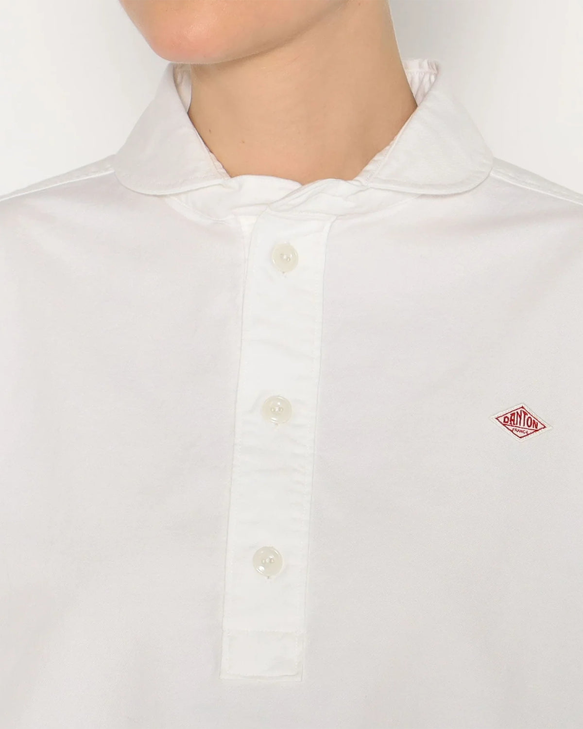 Womens Oxford Round Collar Pullover Shirt - White