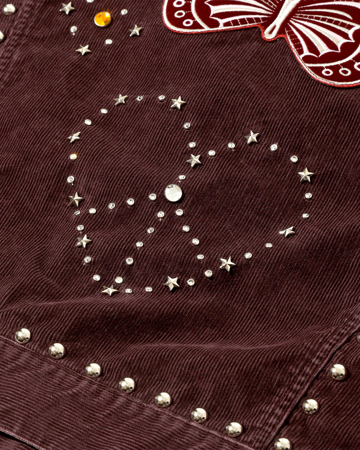Studded Jean Jacket - 14W Corduroy - Burgundy
