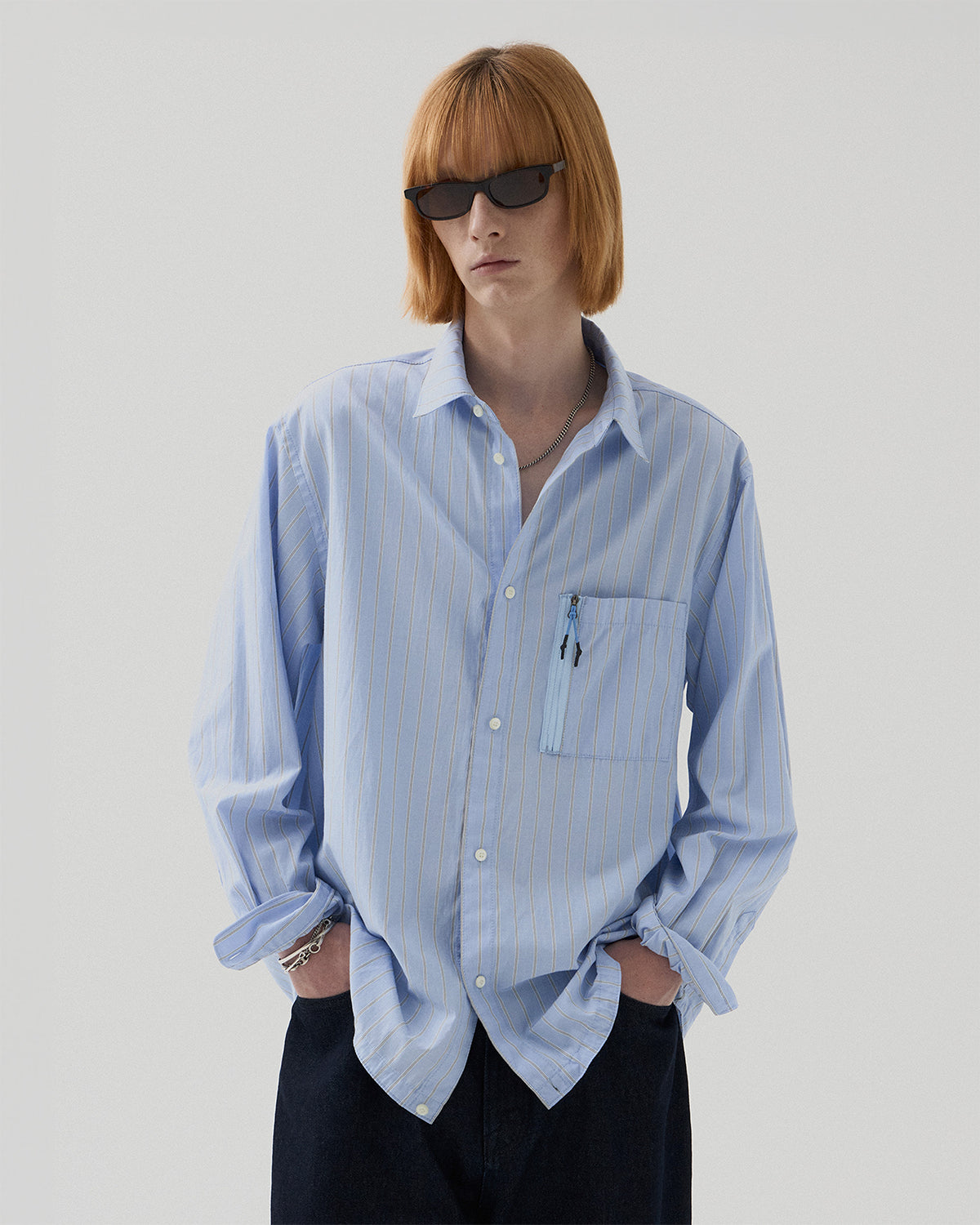 Zip Pocket Shirt - Blue Stripe