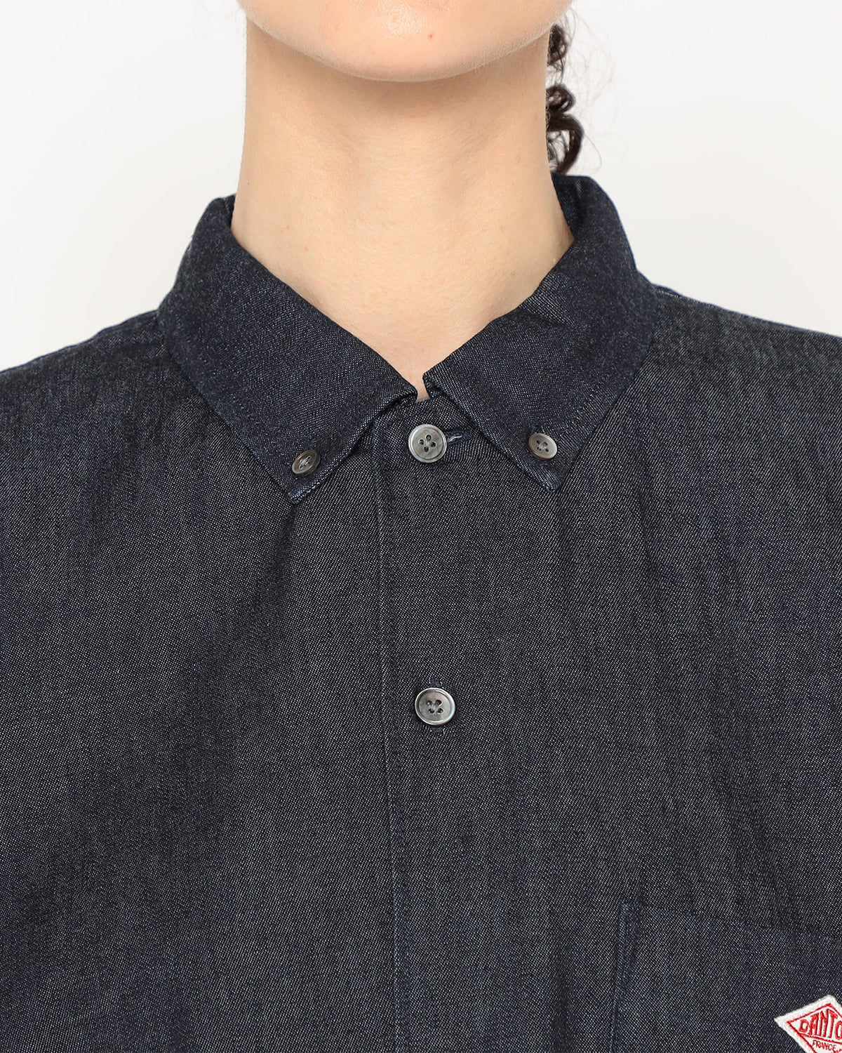 Womens Denim Dungaree Short Sleeve B.D Shirt - Indigo