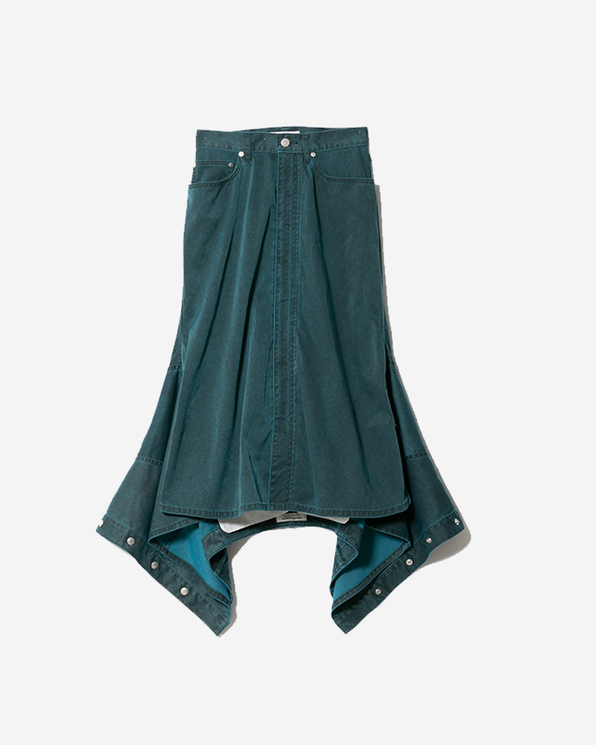 Double End Nylon Gabardin Denim Skirt - Bluegreen