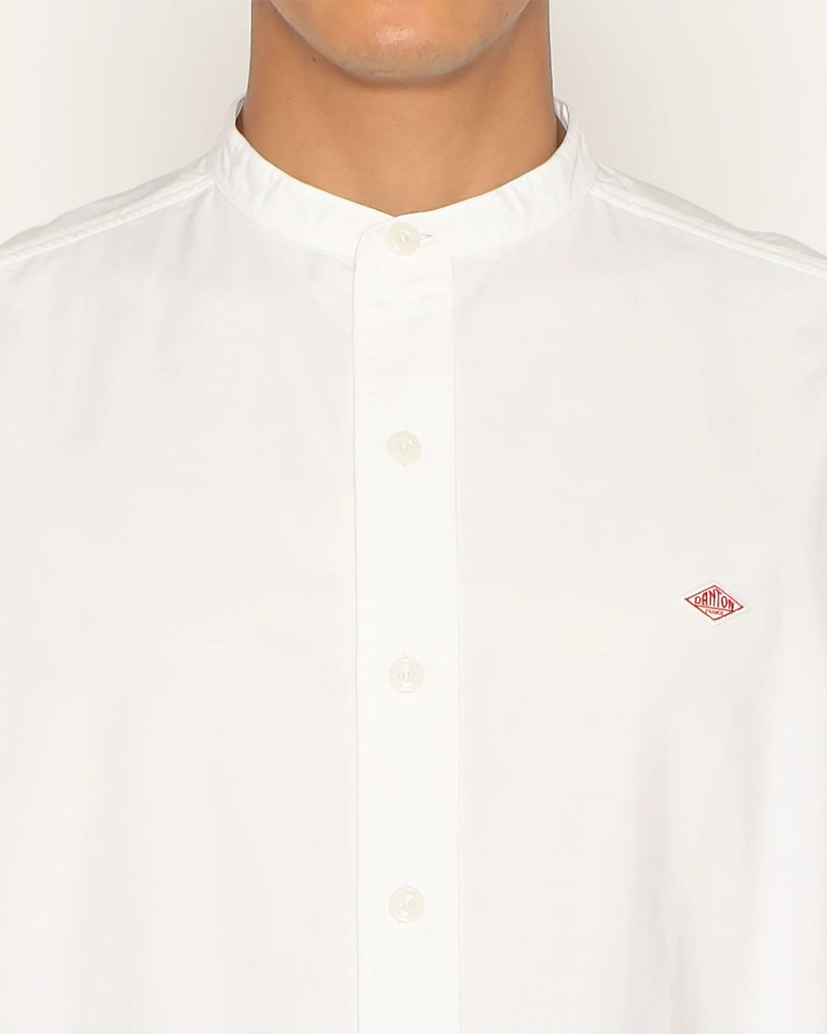 Mens Oxford Band Collar Shirt - White