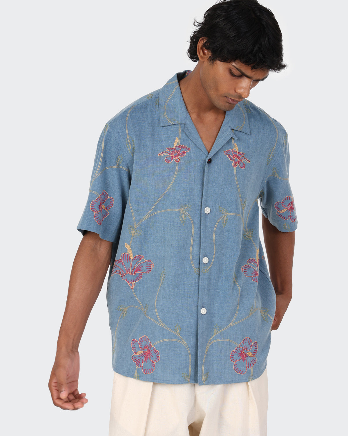Ronen - Over Sized Camp Collar SS Shirt - Light Indigo