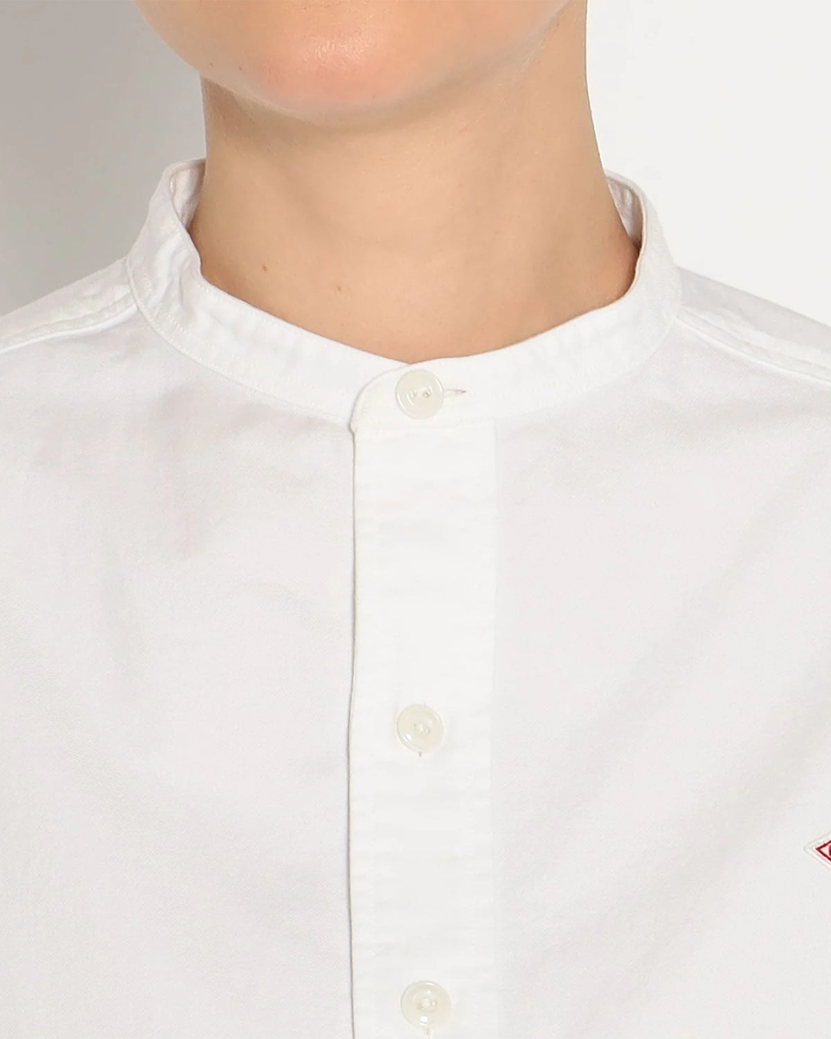 Womens Oxford Band Collar Shirt - White