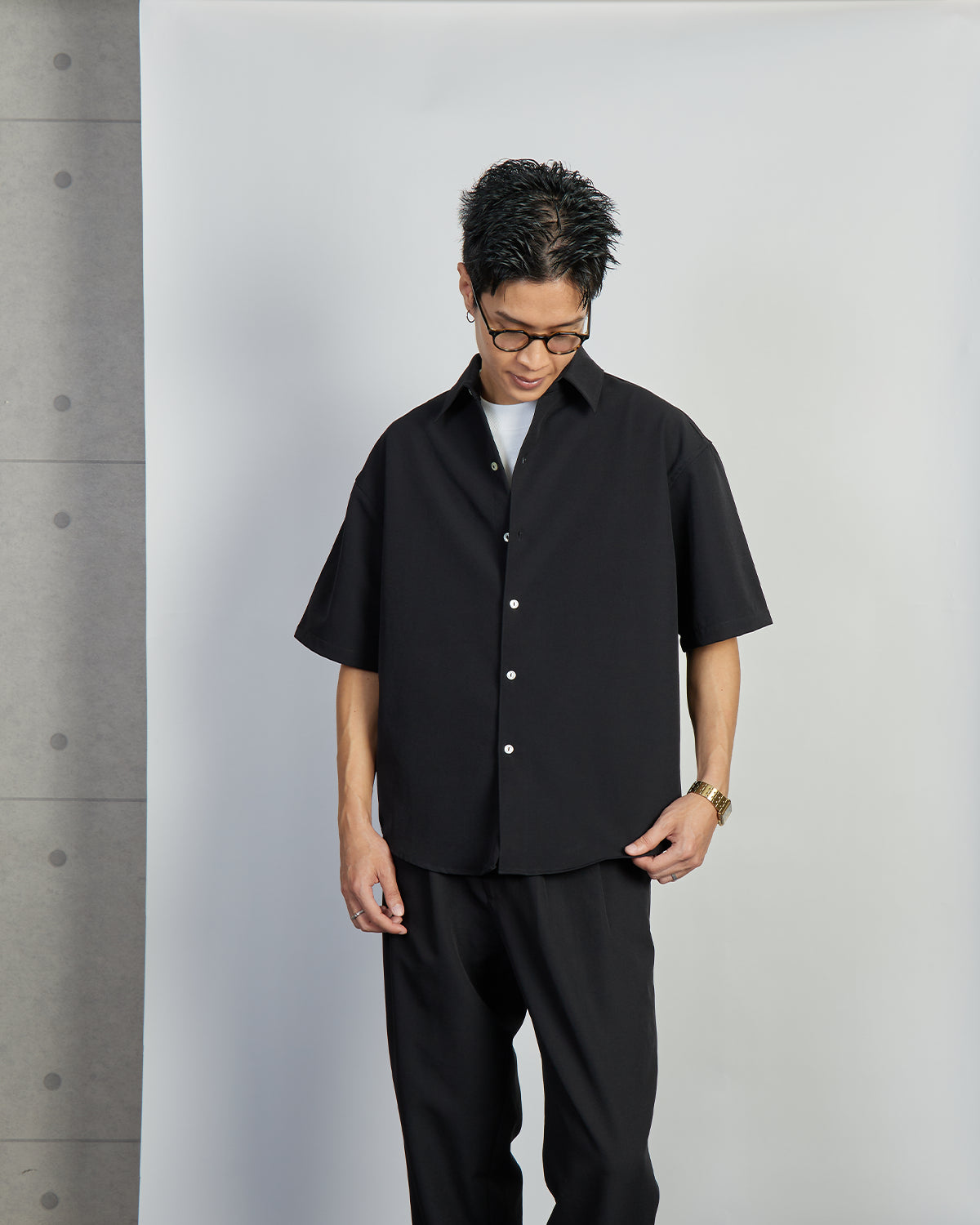 James Shirt - 4 Way Stretch Short Sleeve - Black