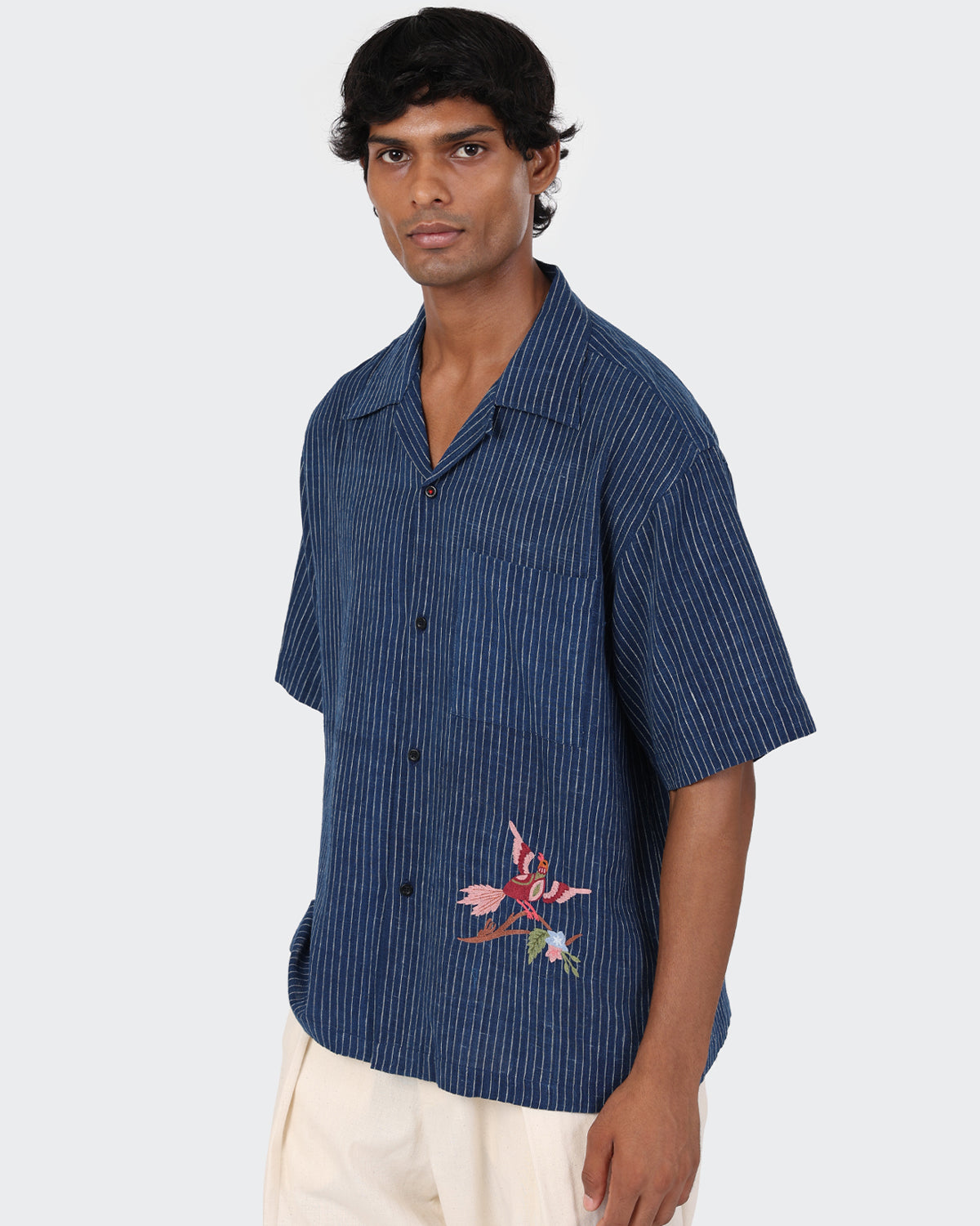 Rohit - Boxy Over Sized Vintage Inspired Camp Collar Shirt - Indigo
