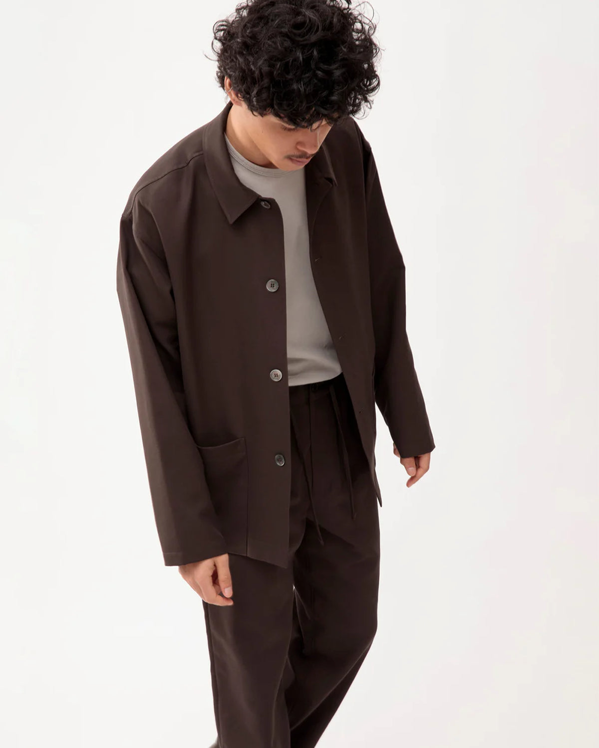 Repos J Double Cloth Mens Unlined Jacket  - Brown
