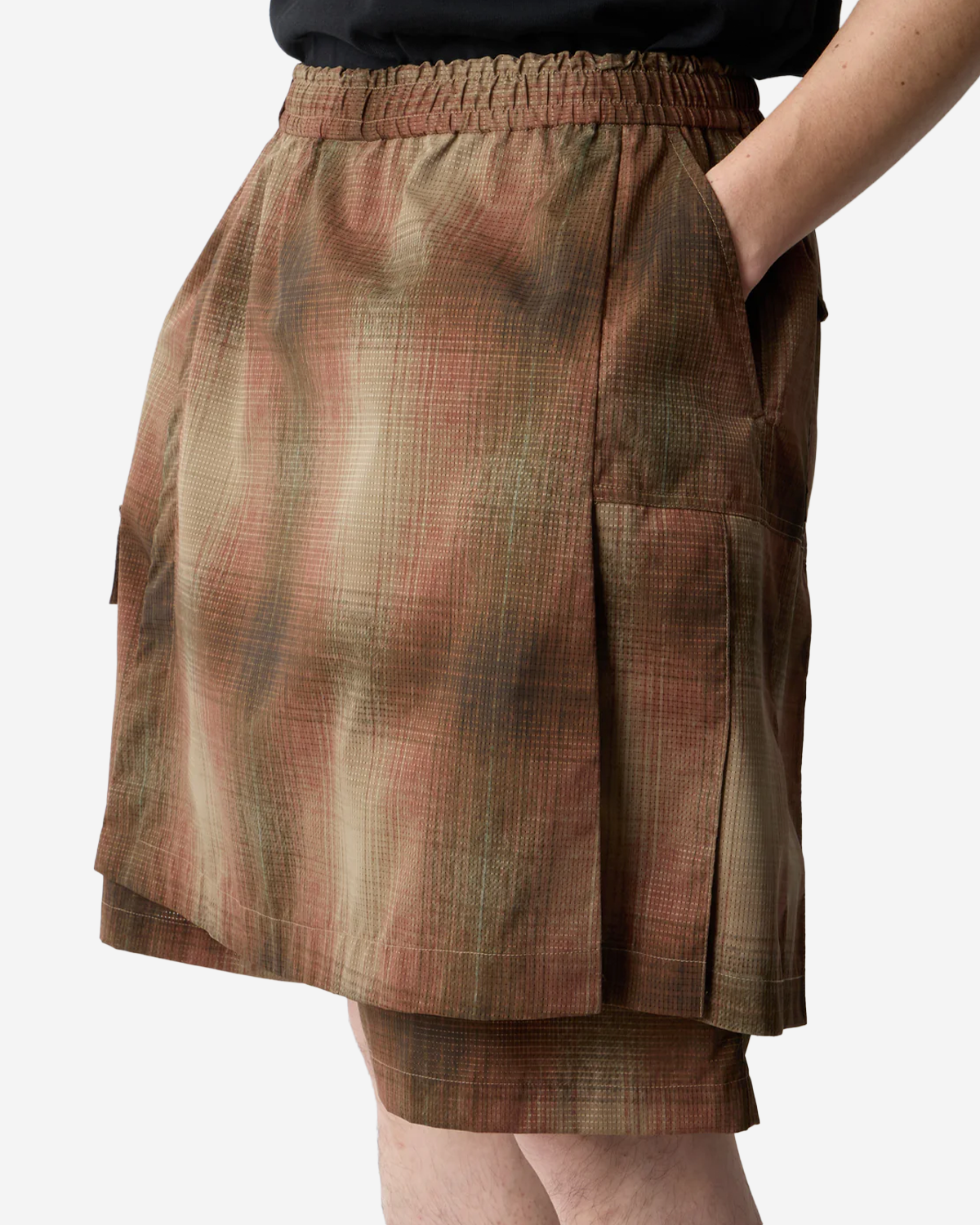 Ombre Check Skirt Pants - Brown