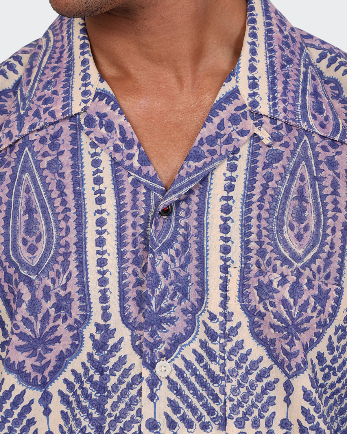 Rohit - Boxy Over Sized Vintage Inspired Camp Collar Shirt - Block Print