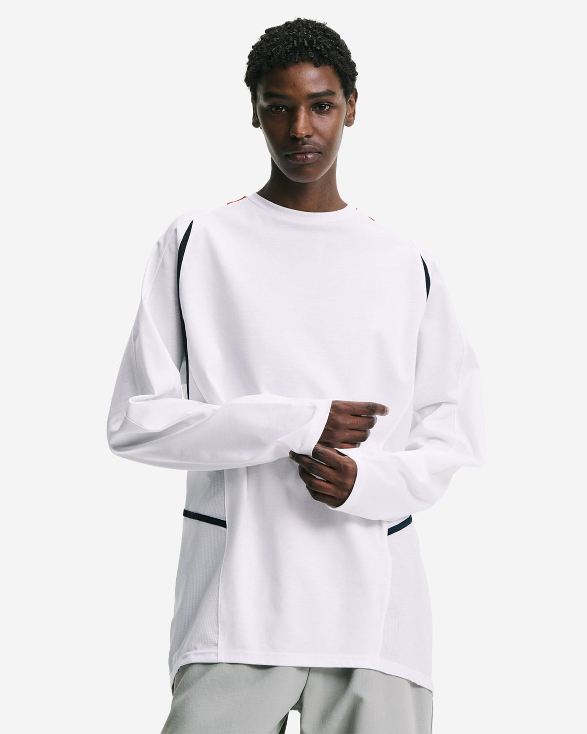 Supima Cotton L/S Football Tee - White