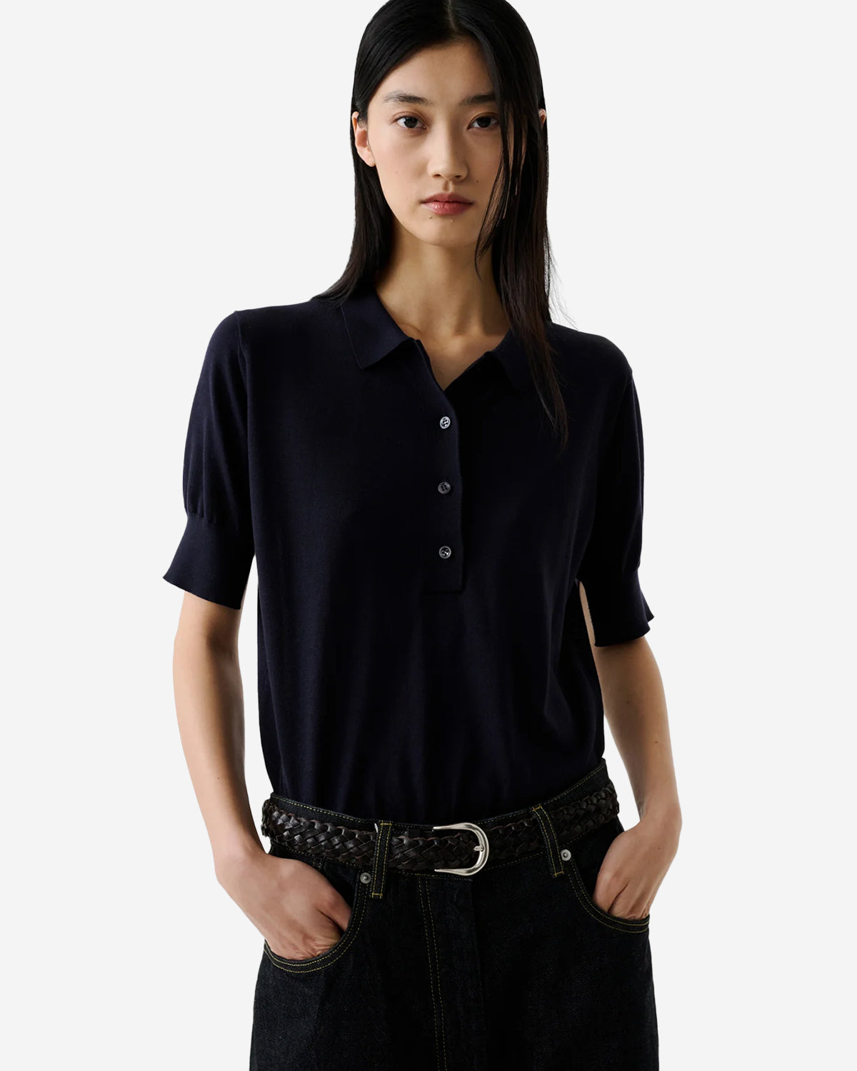 Tolsa - Knitted Polo - Dark Navy