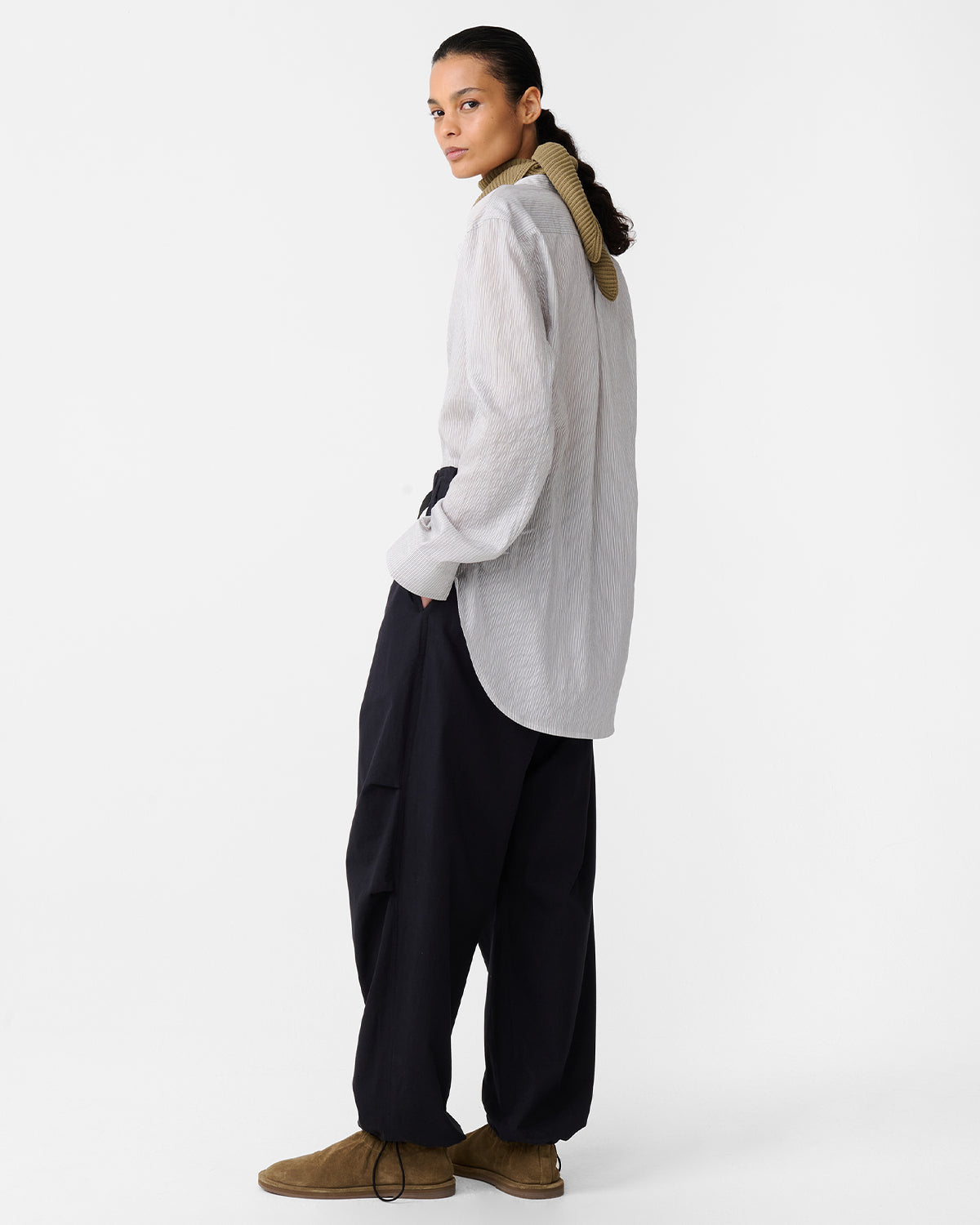 Pampa - Inverted Pleat Top - Chalk Stripe