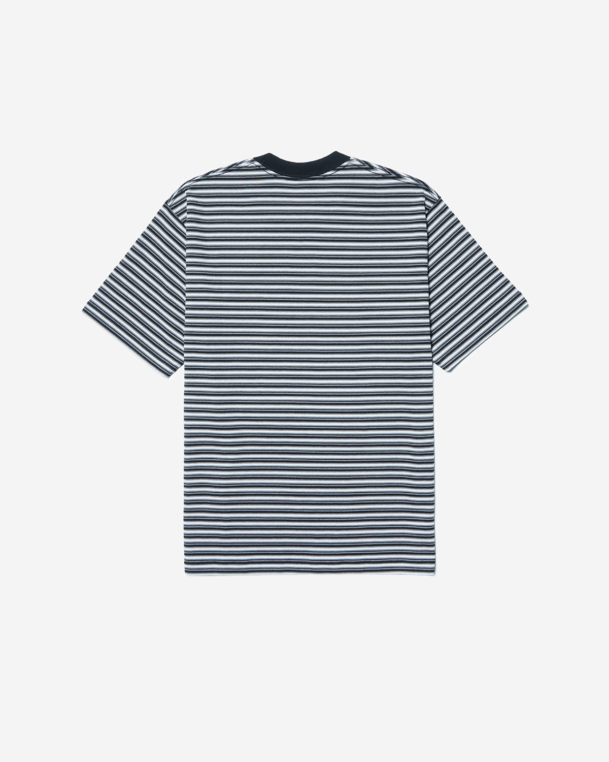 Mens Short Sleeve Pocket T-shirt Stripe - Charcoal×Black Multi