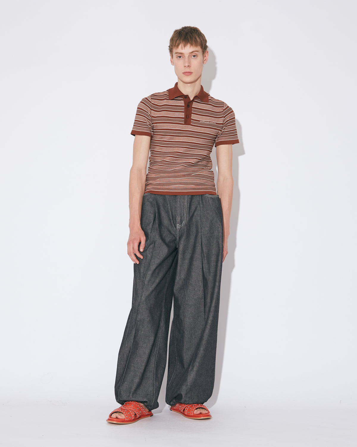 Kids Multi Stripe Polo Pullover - Brown