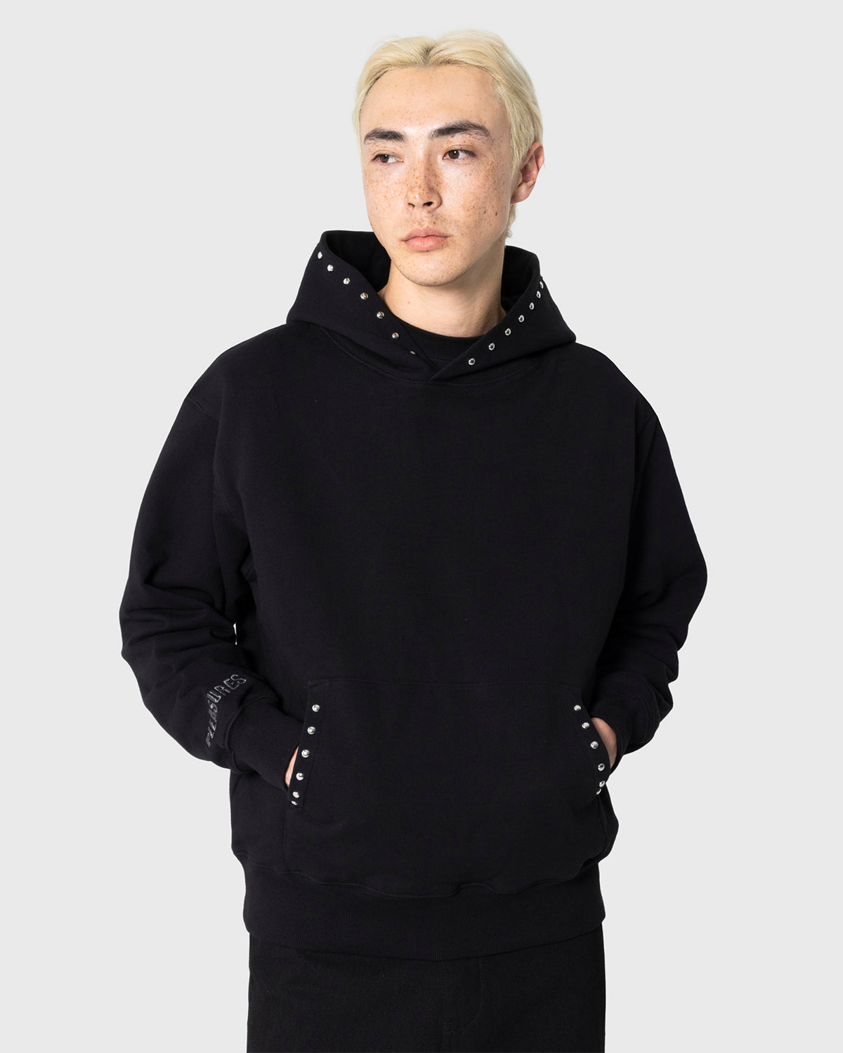 Lucky Studded Hoodie - Black
