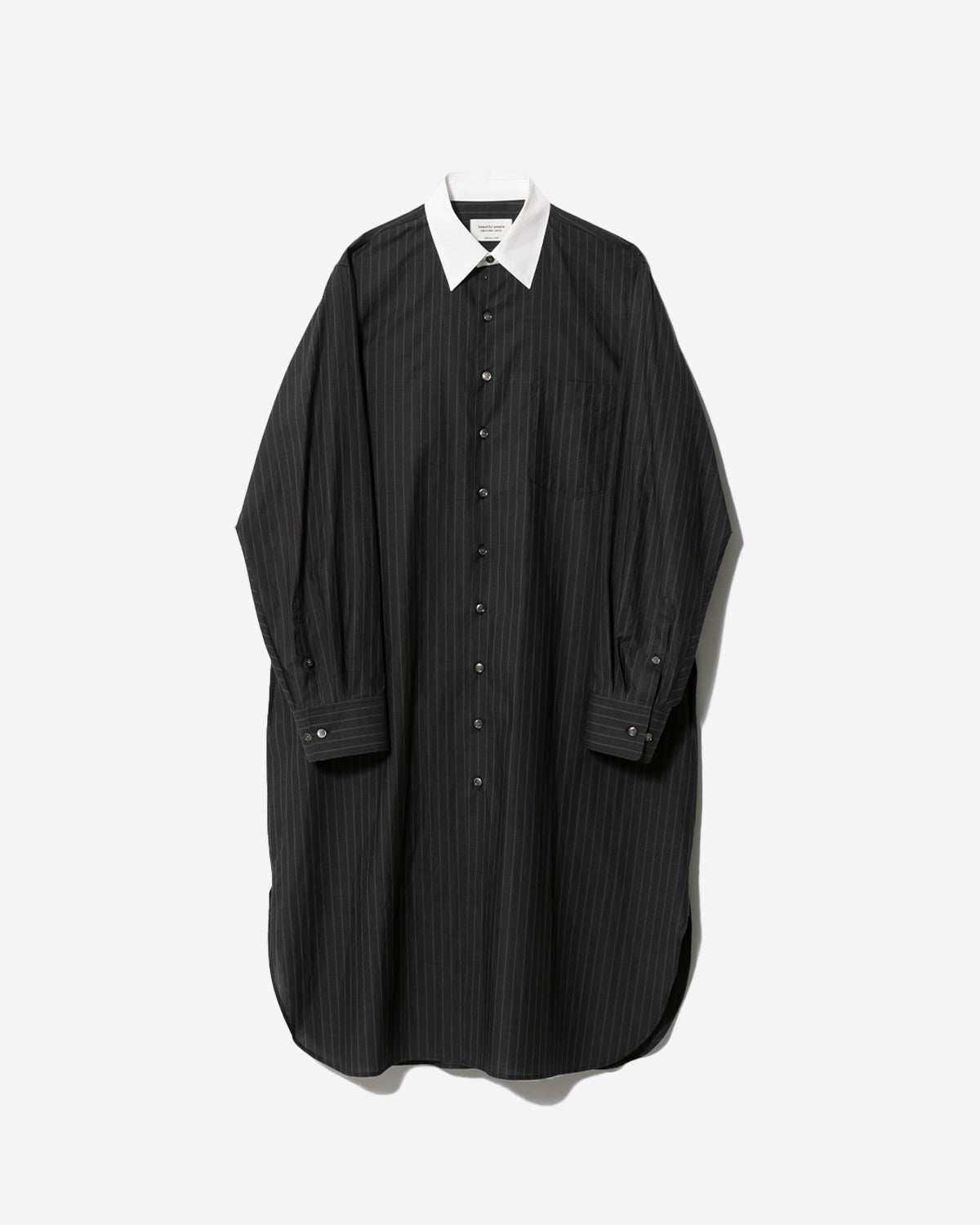 Double Front Cotton Suiting Shirt Dress - Charcoal