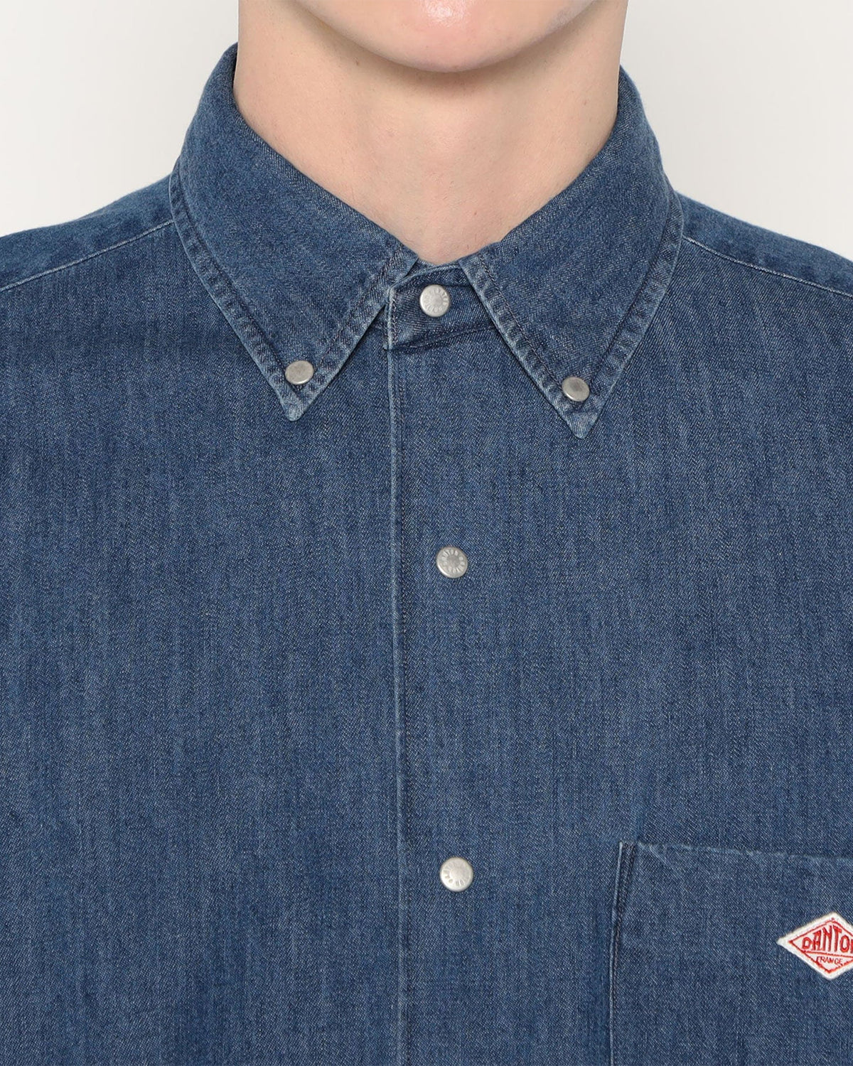 Mens Denim Dungaree Button-Down Shirt - Light Indigo