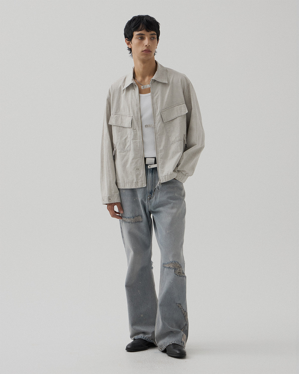Zip Up 4P Jacket - Dusty L.Grey