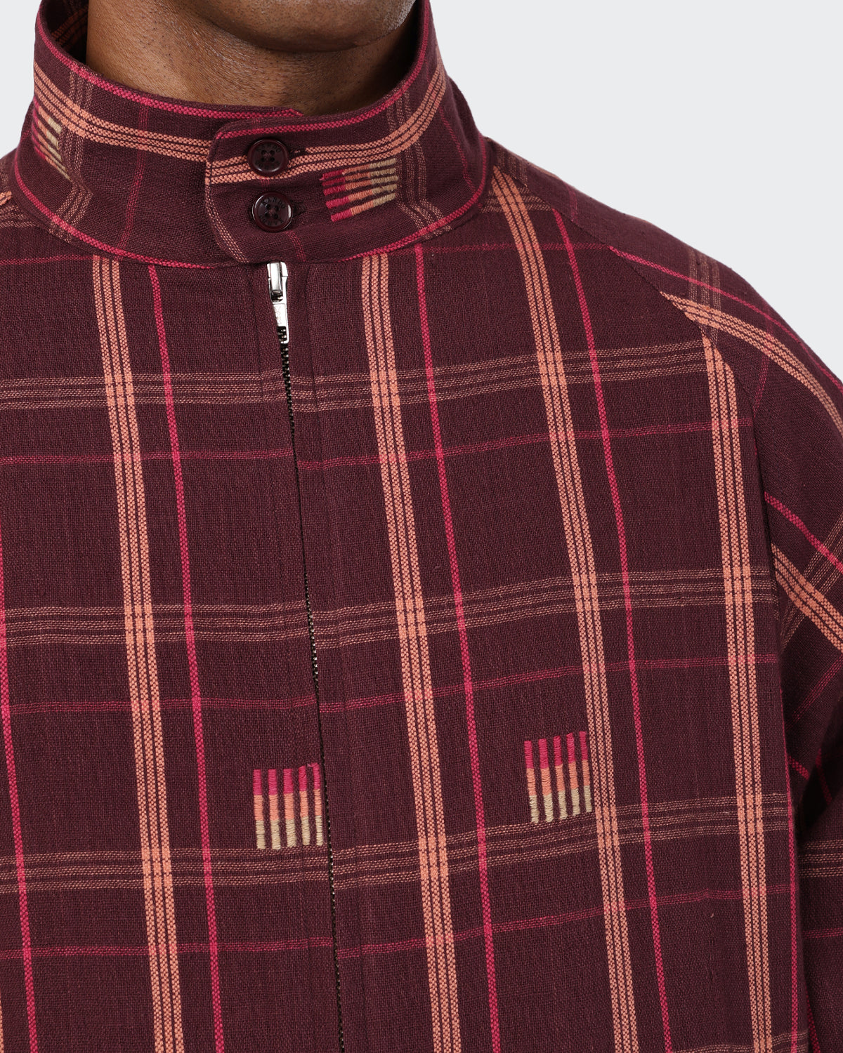 Stanley - Raglan Sleeve Vintage Inspired Jacket With Lining & Two Way Zip - Plum