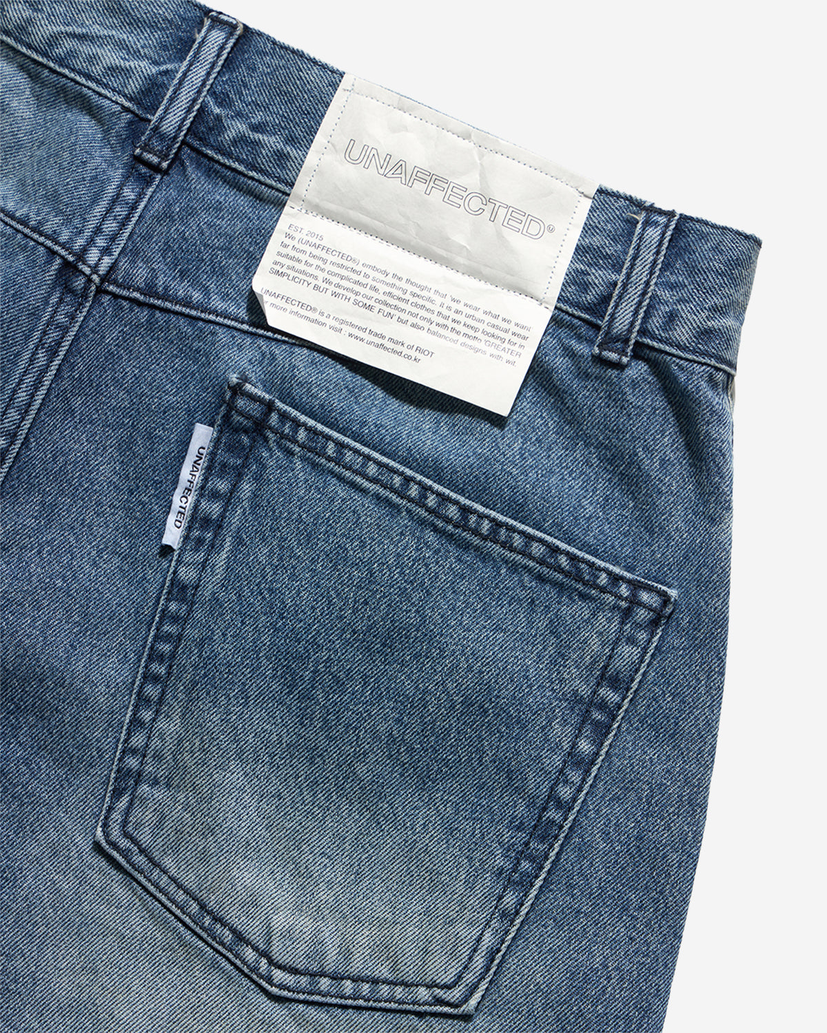 Curved Wide Denim Shorts - Dark Blue
