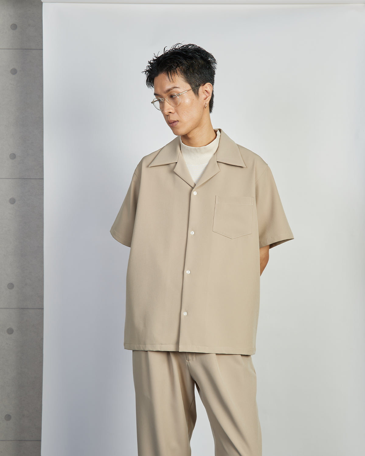 Gilling Shirt - Tropical Collar - 4 Way Stretch Short Sleeve - Khaki