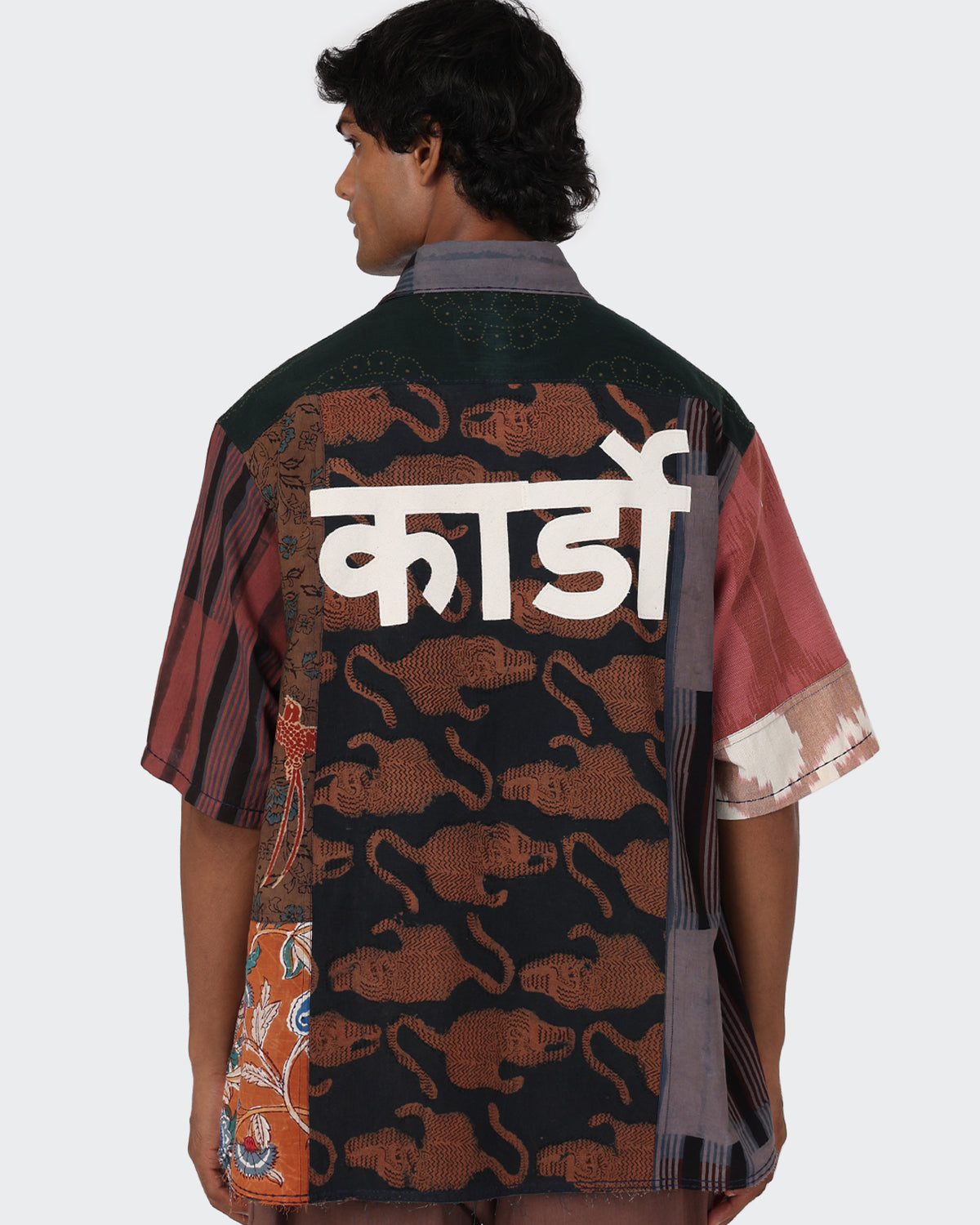 Yuto - Oversized 12 Panel Patchwork Shirt With Raw Edge Details - Multi
