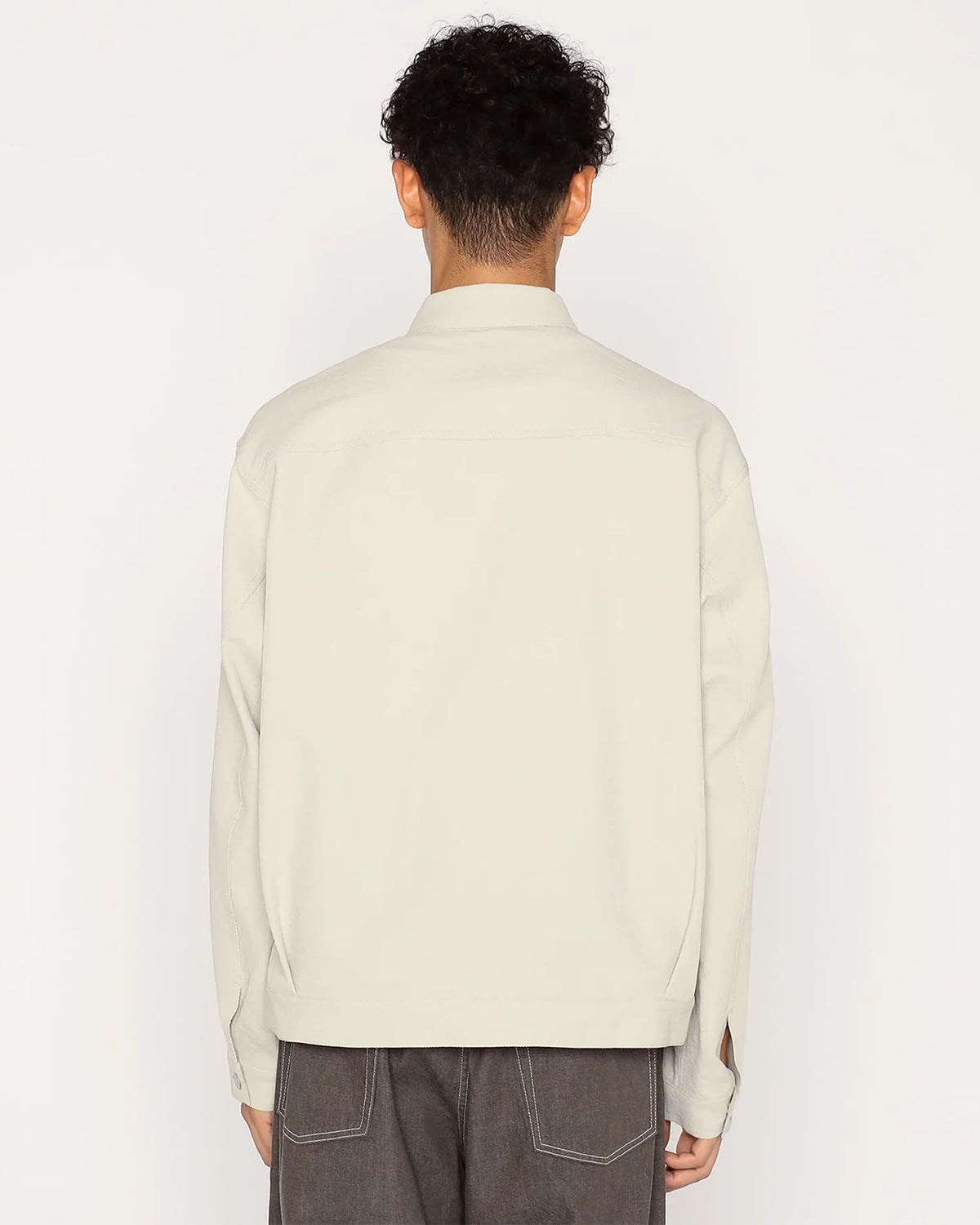 Mens Polyester Twill Jeans Jacket Style Shirt Blouson - Greige