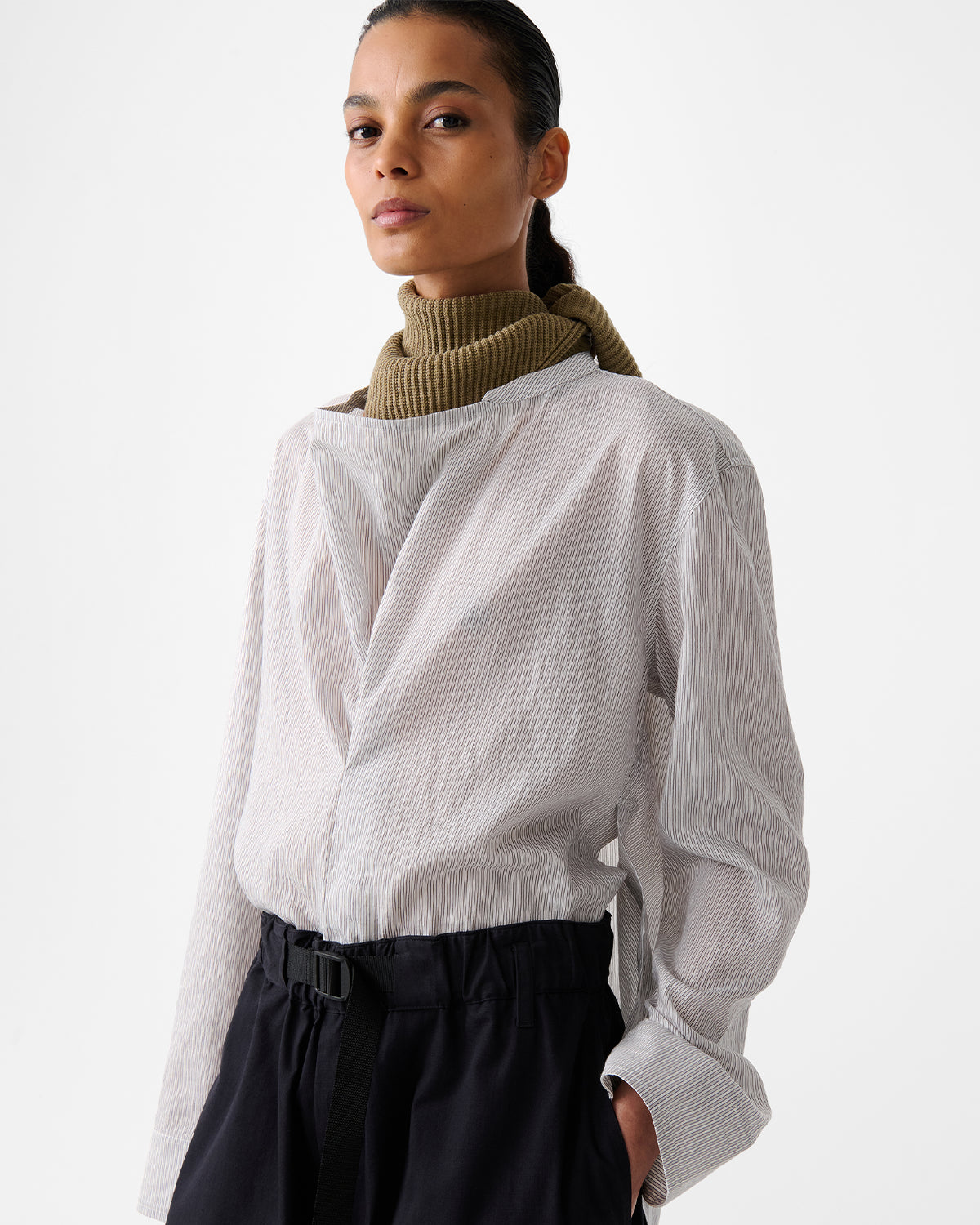 Pampa - Inverted Pleat Top - Chalk Stripe