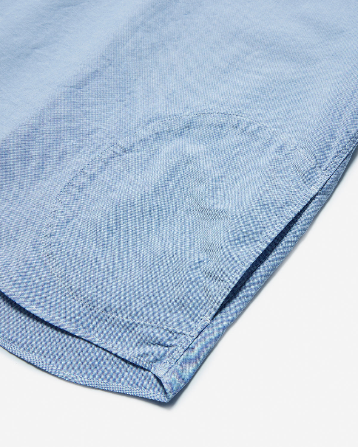 Mens Oxford Round Collar Short Sleeve Pullover Shirt - Blue