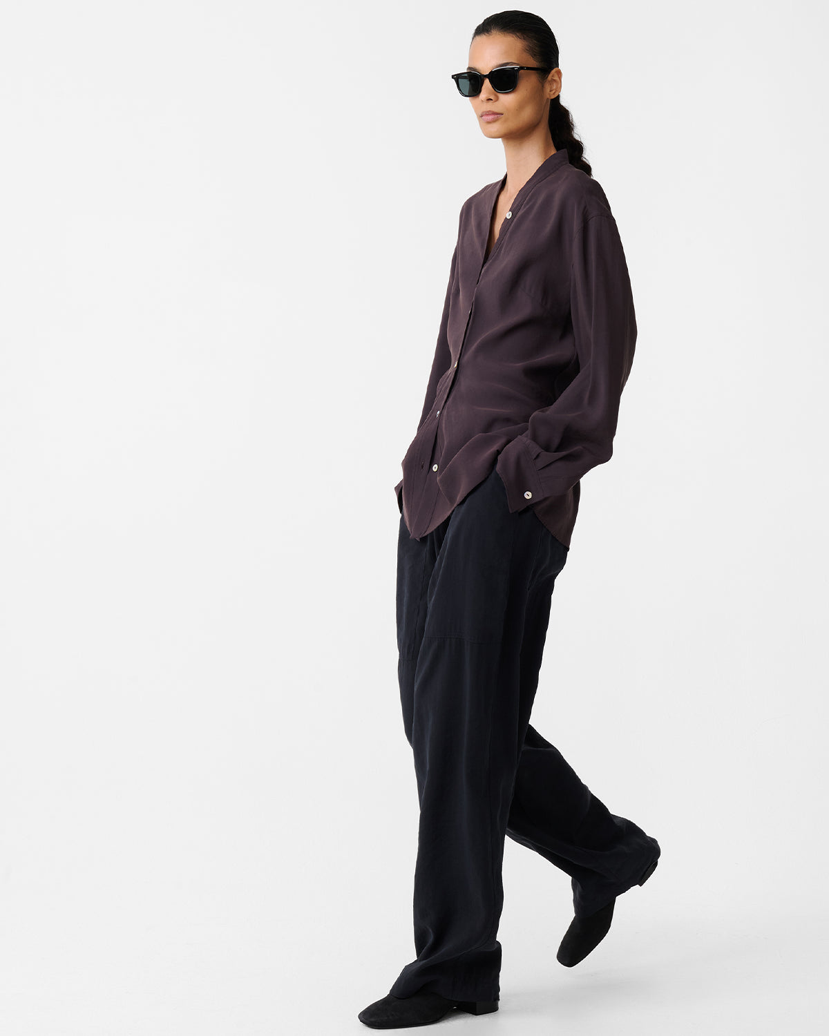 Acre - V Neck Button Through Top - Yam