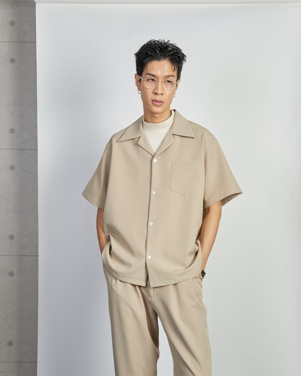 Gilling Shirt - Tropical Collar - 4 Way Stretch Short Sleeve - Khaki