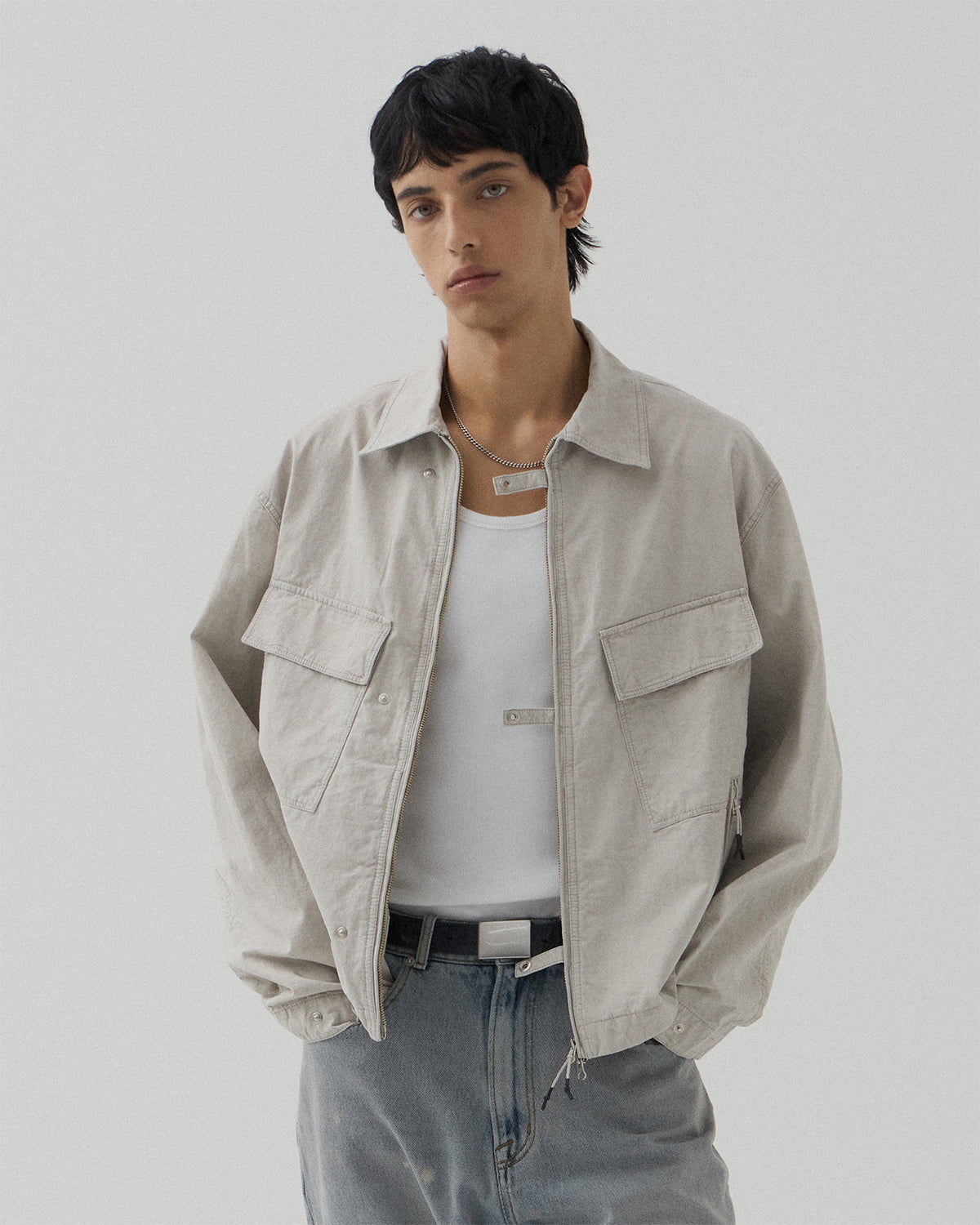 Zip Up 4P Jacket - Dusty L.Grey