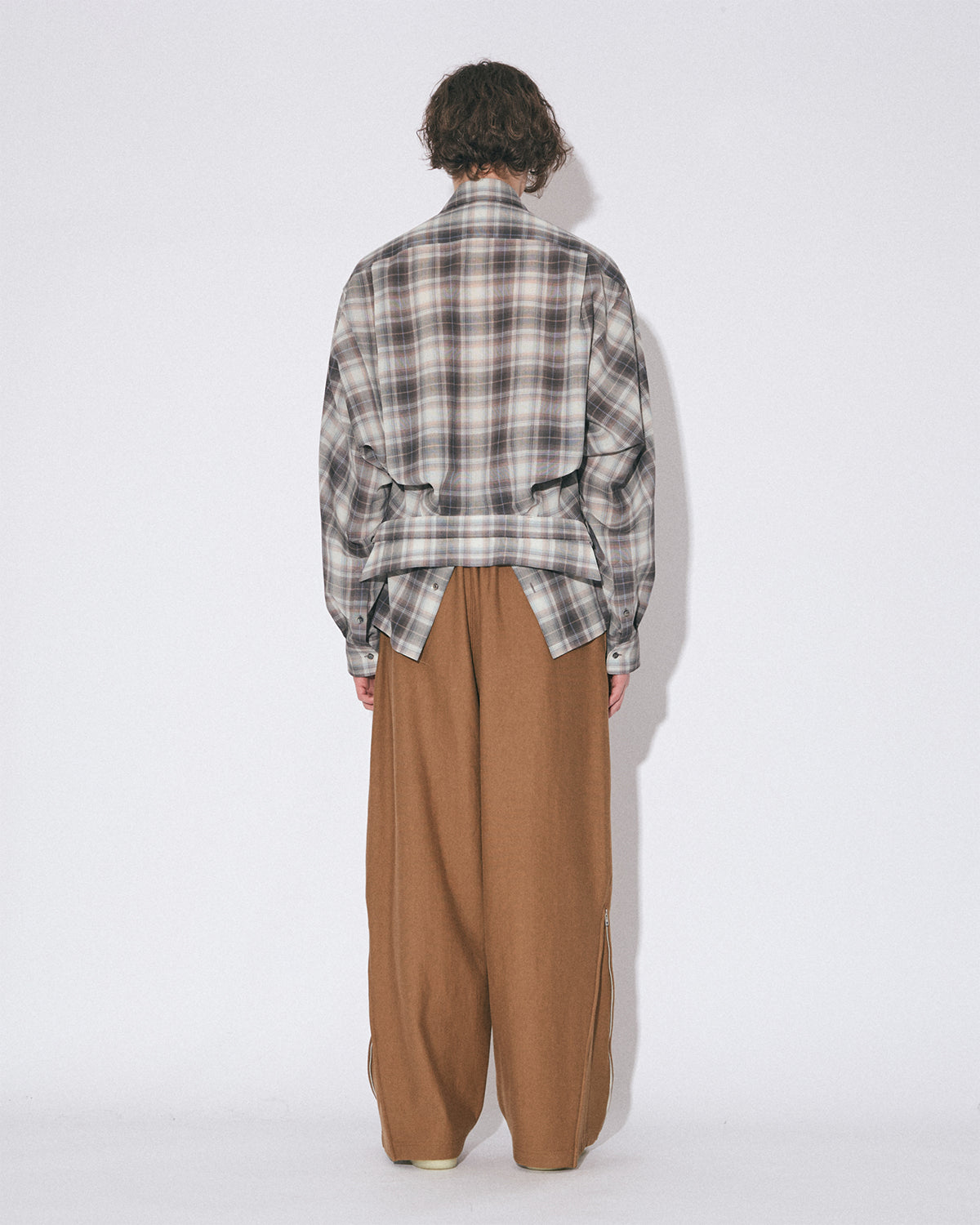 Double End Fresco Flannel Check Shirt - Light Gray