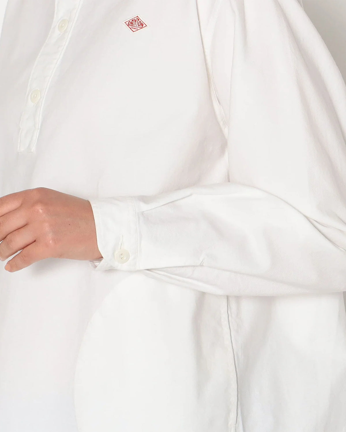 Womens Oxford Round Collar Pullover Shirt - White