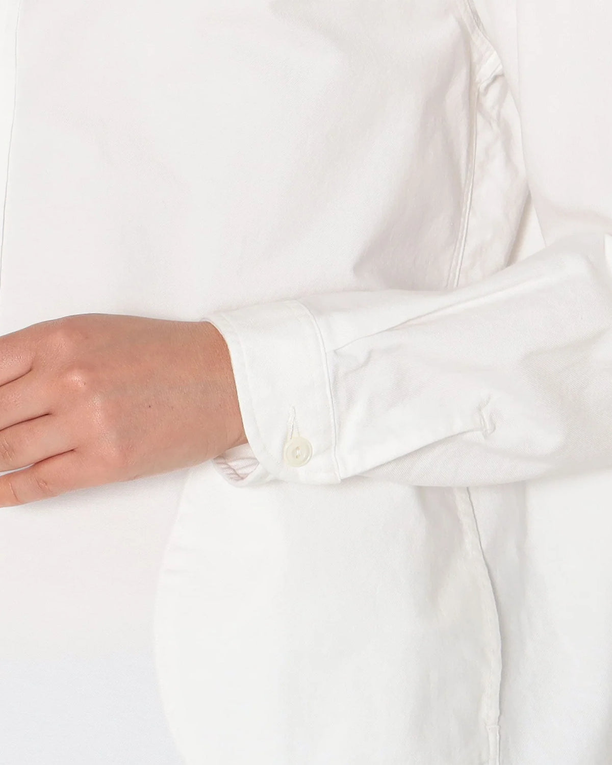 Womens Oxford Band Collar Shirt - White