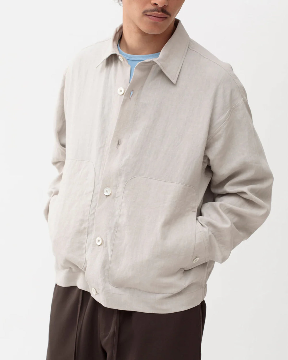 Sigma High Density Linen Unlined Overshirt  - Greige