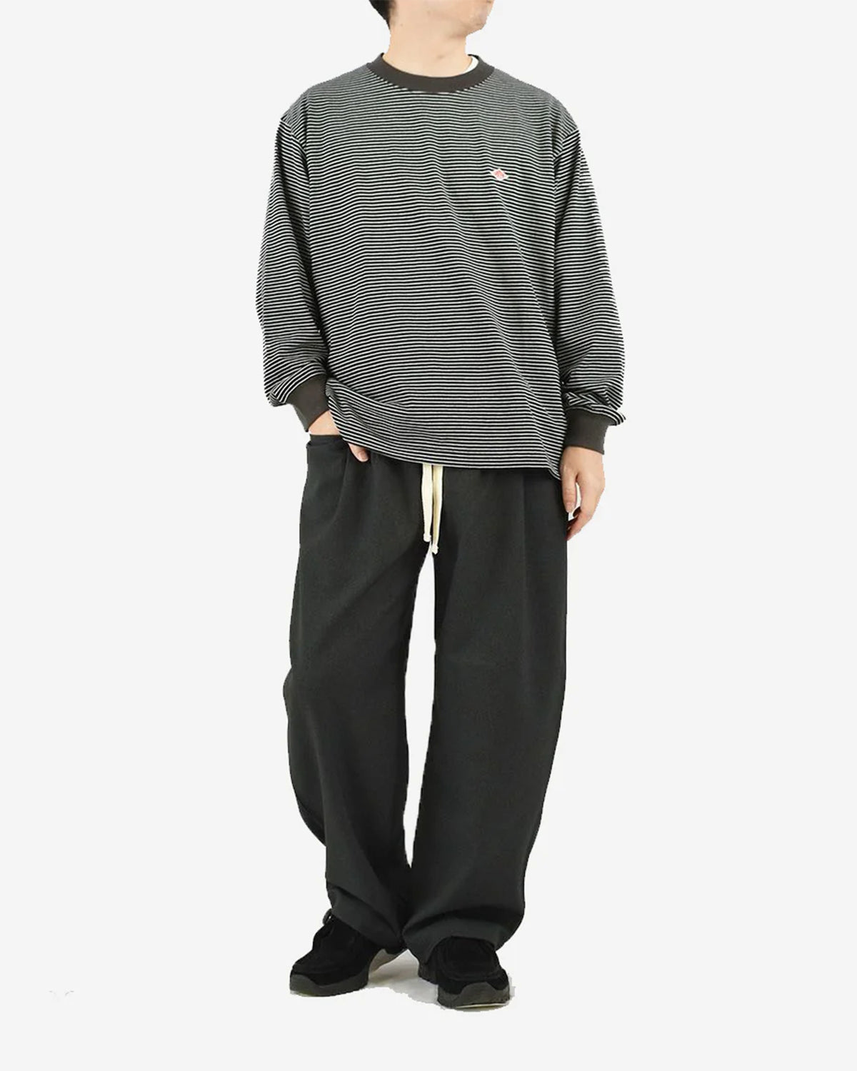 Mens Heavy Twill 2Tuck Easy Pants - Dk.Green Grey