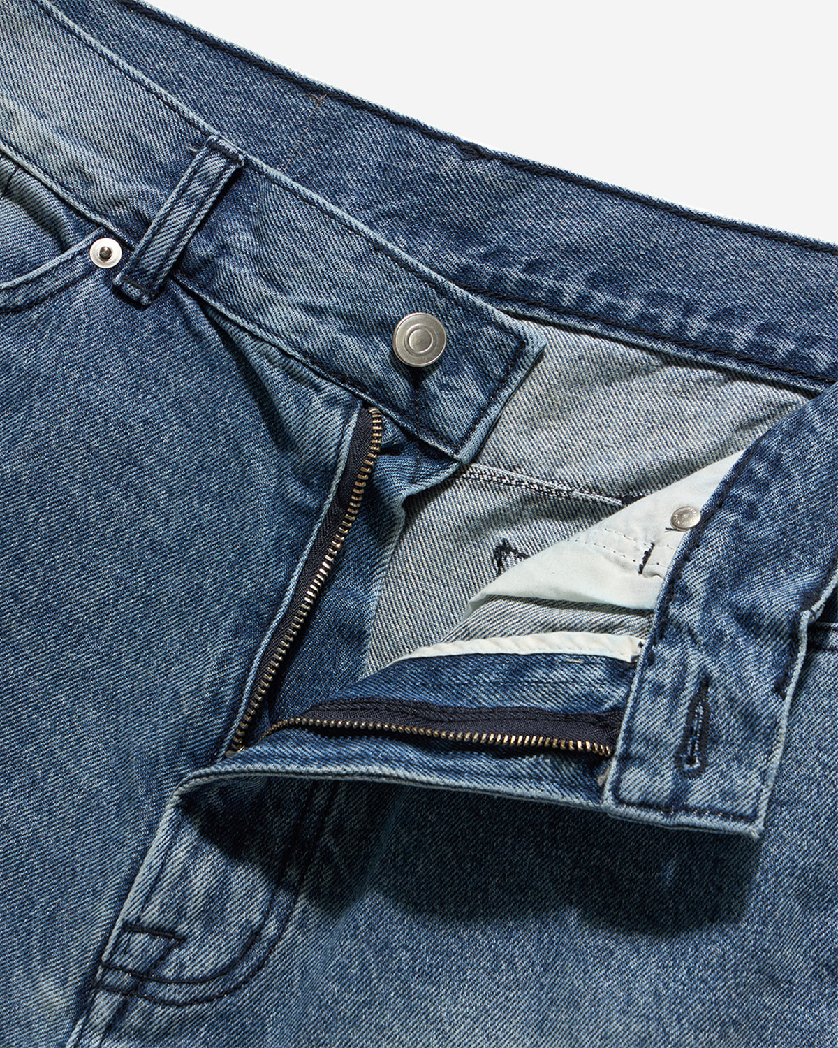 Curved Wide Denim Shorts - Dark Blue