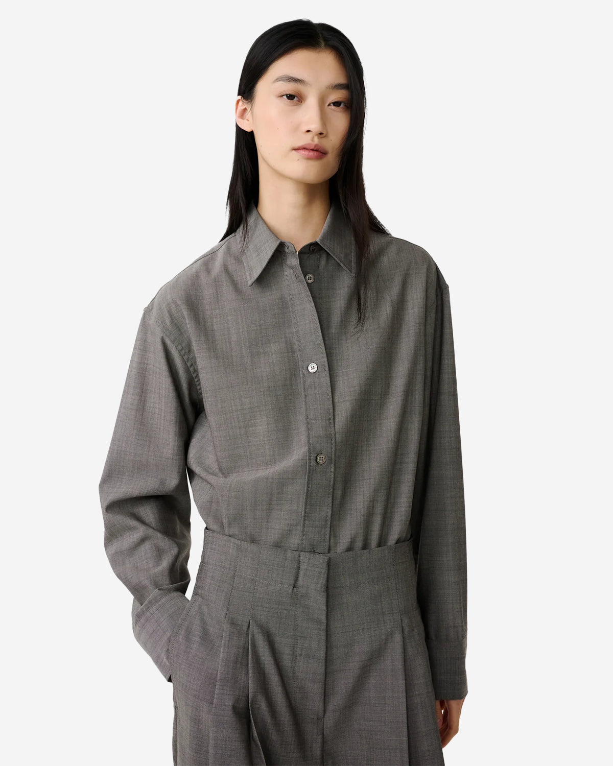 Rouen - Classic Oversized Shirt - Warm Grey