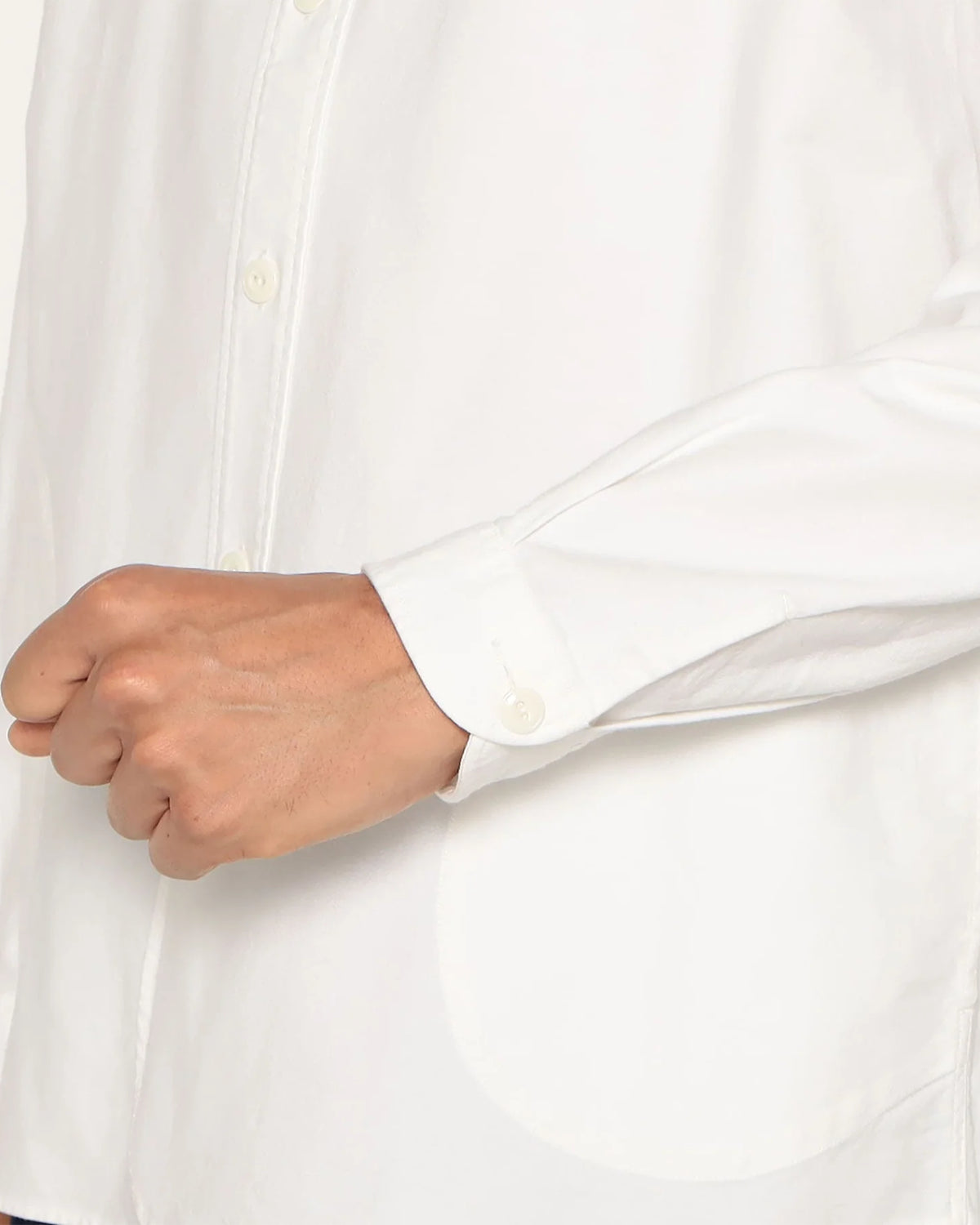 Mens Oxford Band Collar Shirt - White