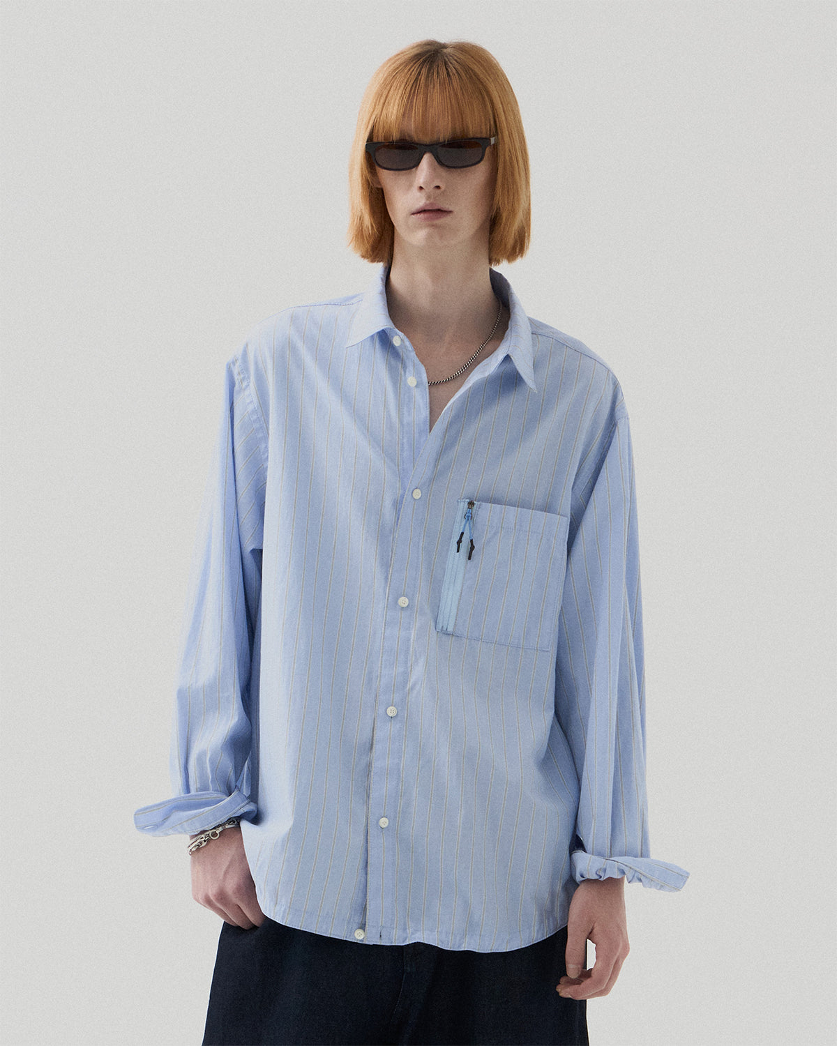 Zip Pocket Shirt - Blue Stripe