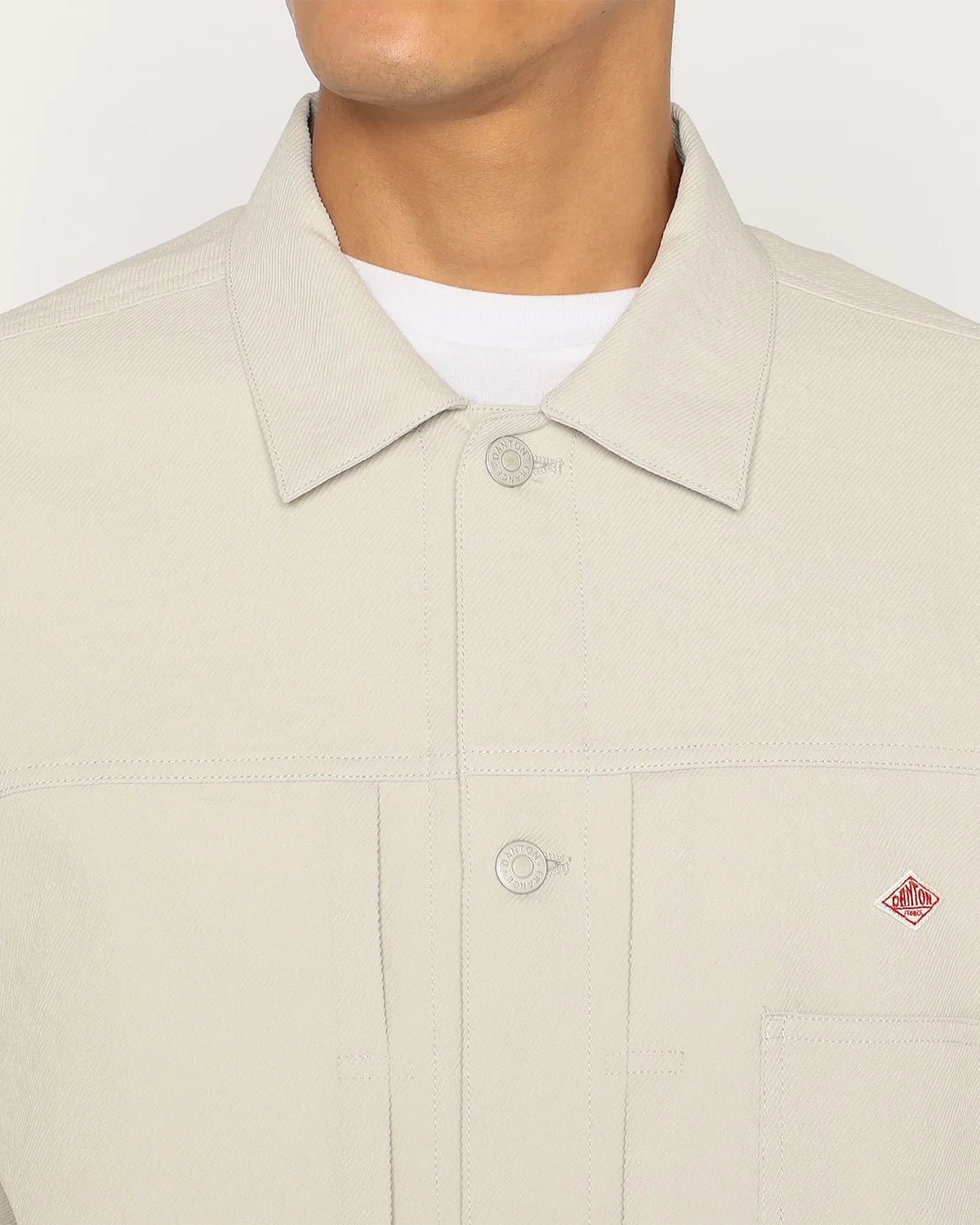 Mens Polyester Twill Jeans Jacket Style Shirt Blouson - Greige