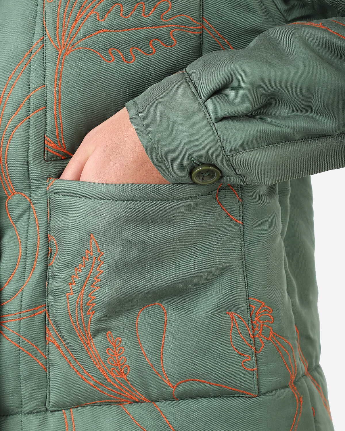 Evora - Vintage Inspired Workwear Cropped Quilted Jacket - Silk Green