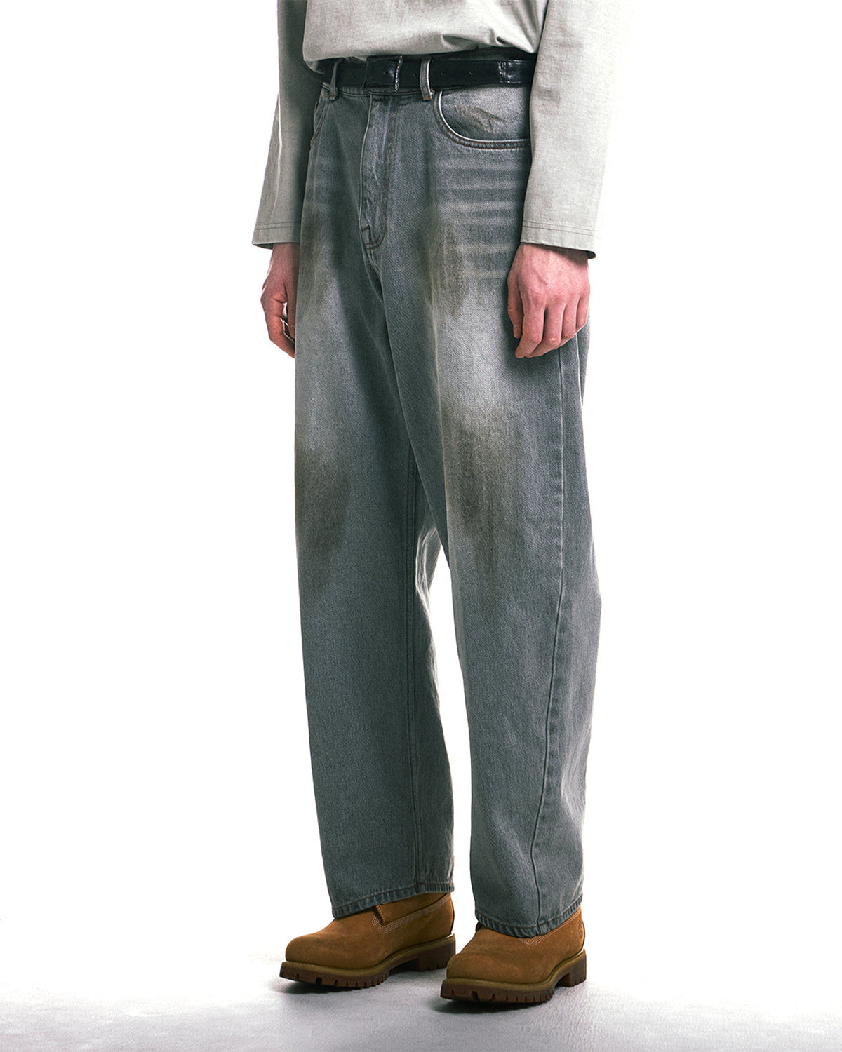 Curved Wide Denim - Dusty Grey